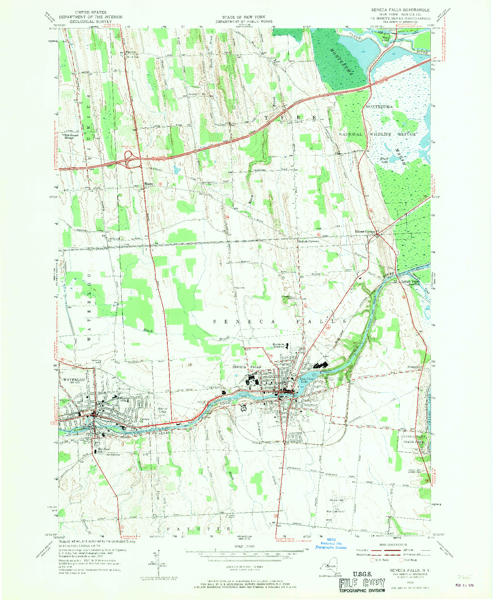 USGS 1:24000-SCALE QUADRANGLE FOR SENECA FALLS, NY 1953