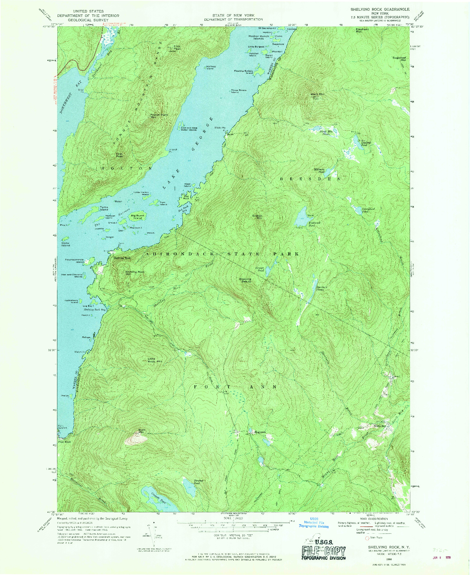 USGS 1:24000-SCALE QUADRANGLE FOR SHELVING ROCK, NY 1966