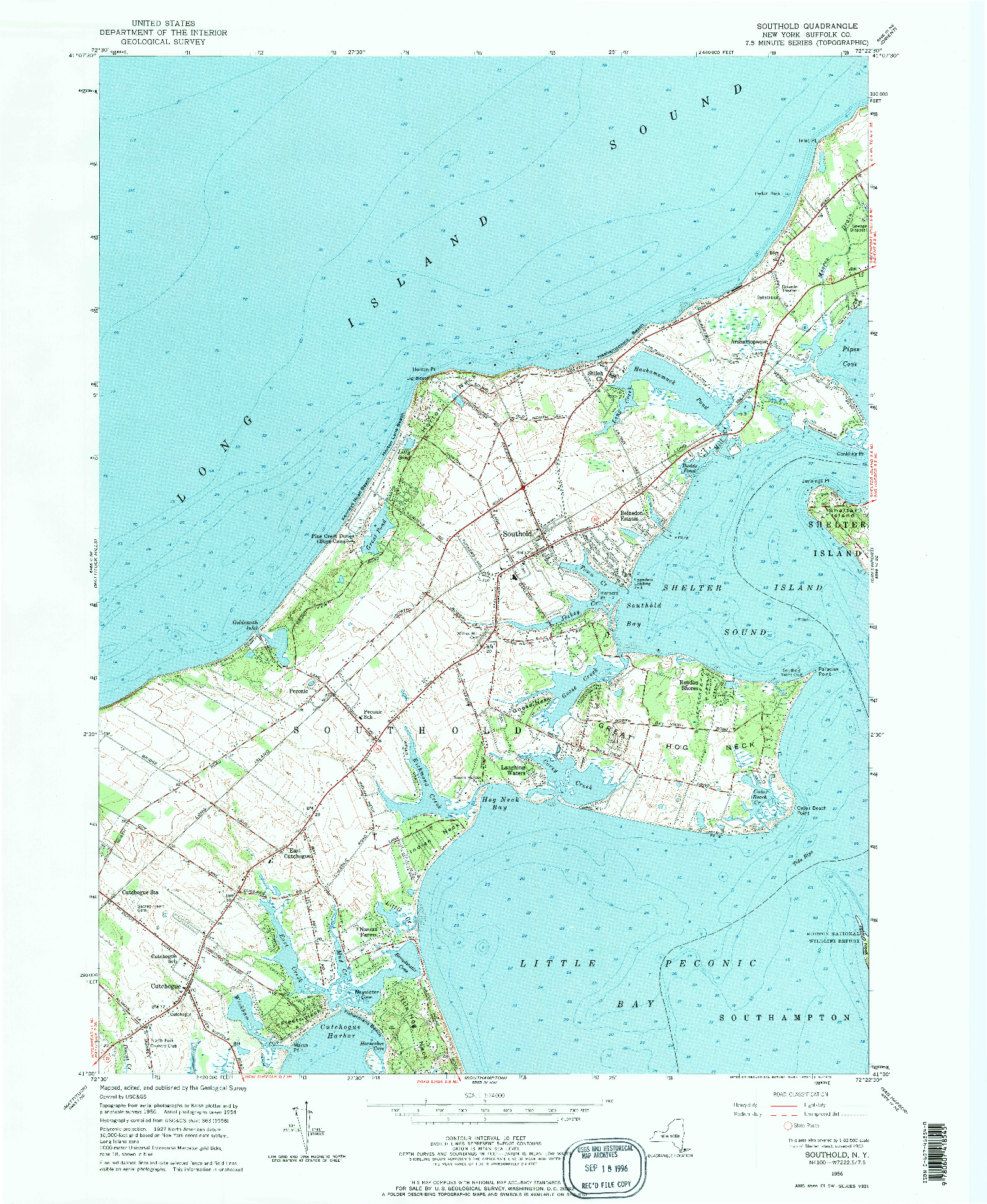 USGS 1:24000-SCALE QUADRANGLE FOR SOUTHOLD, NY 1956