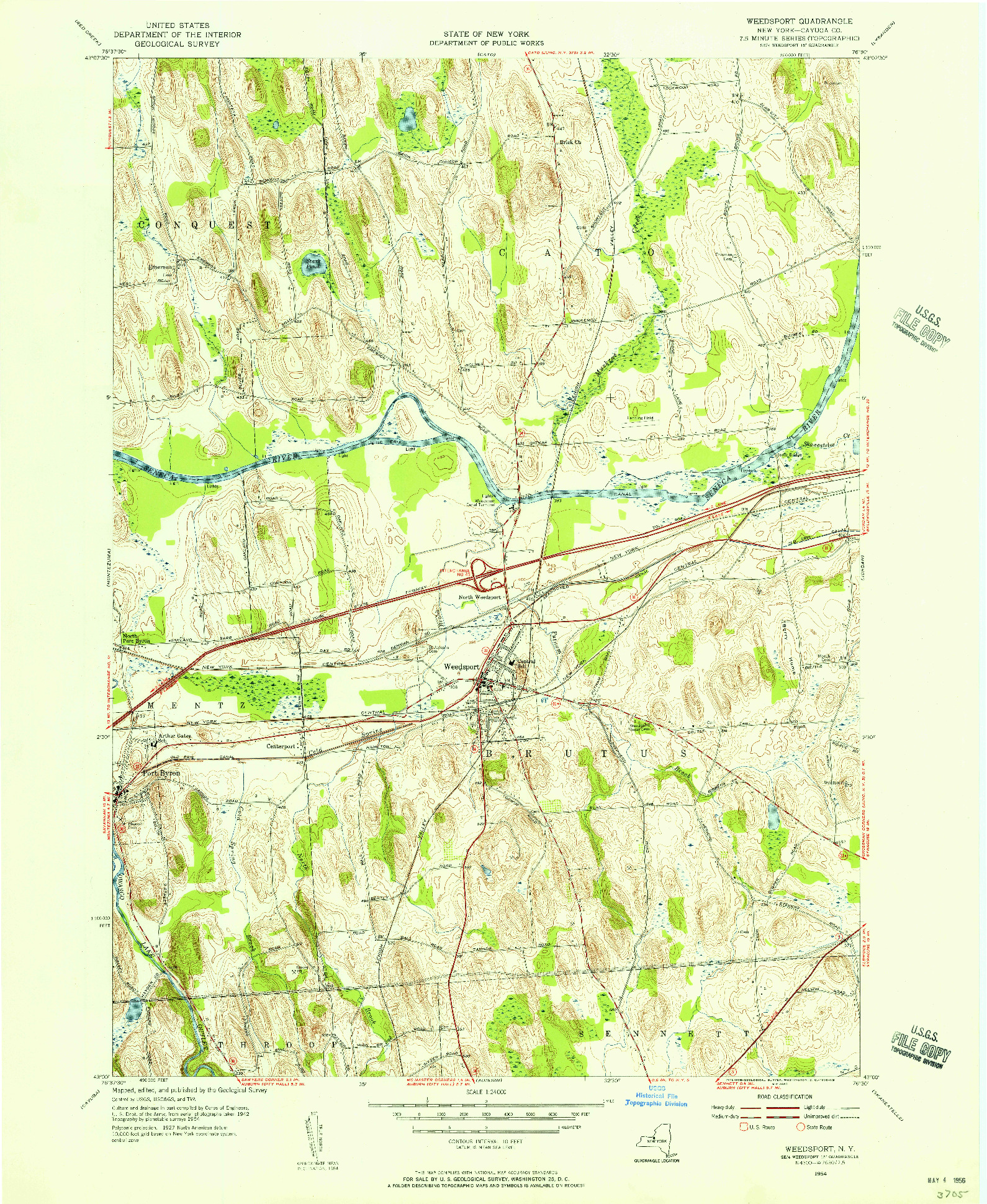 USGS 1:24000-SCALE QUADRANGLE FOR WEEDSPORT, NY 1954