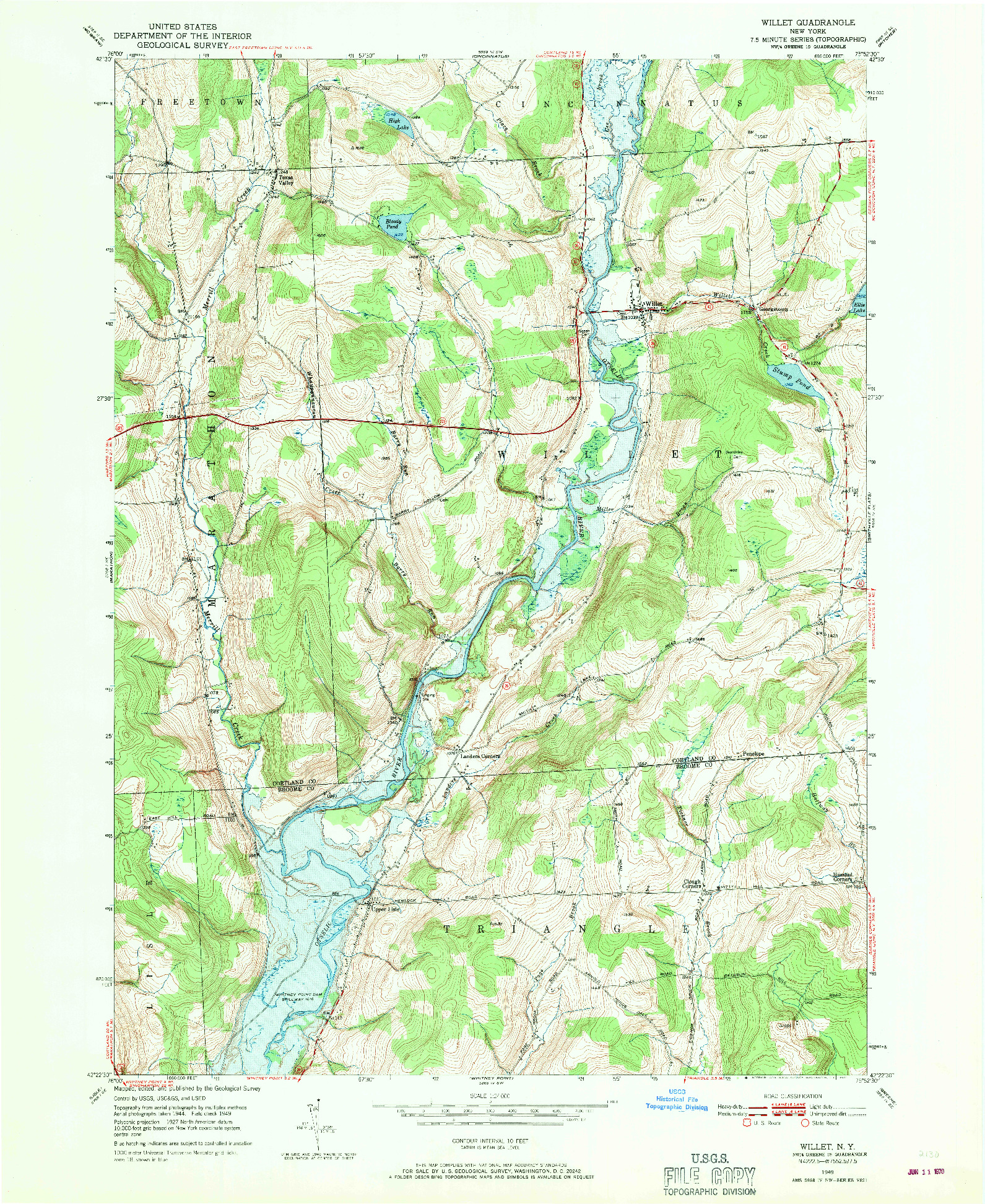 USGS 1:24000-SCALE QUADRANGLE FOR WILLET, NY 1949