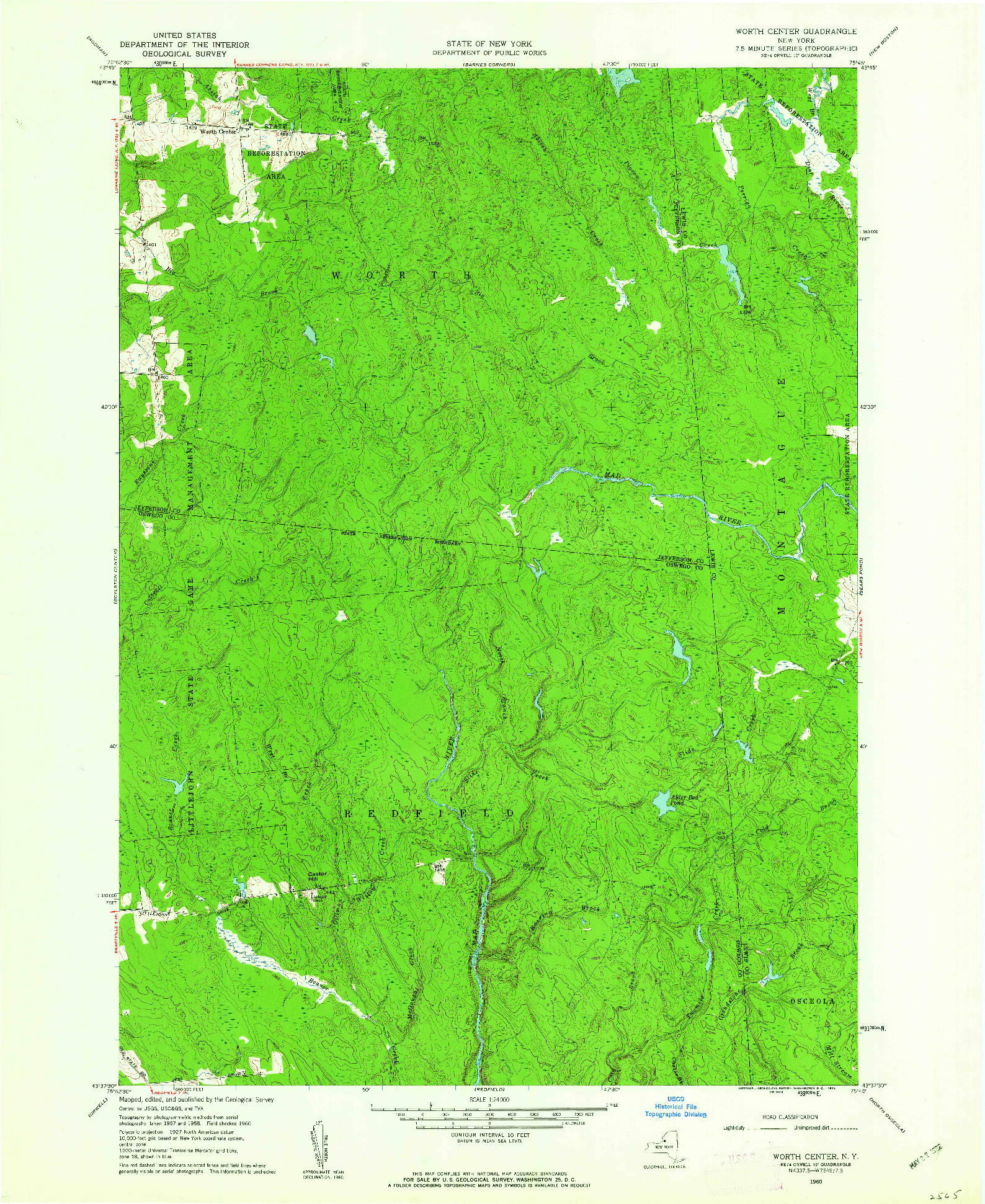 USGS 1:24000-SCALE QUADRANGLE FOR WORTH CENTER, NY 1960