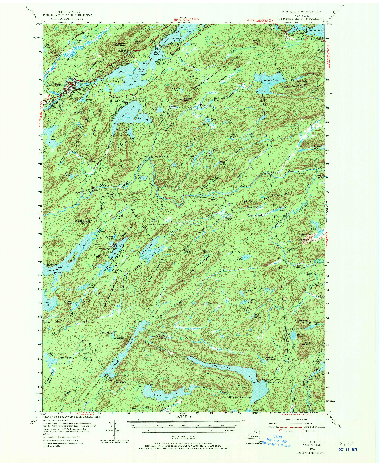 USGS 1:62500-SCALE QUADRANGLE FOR OLD FORGE, NY 1954