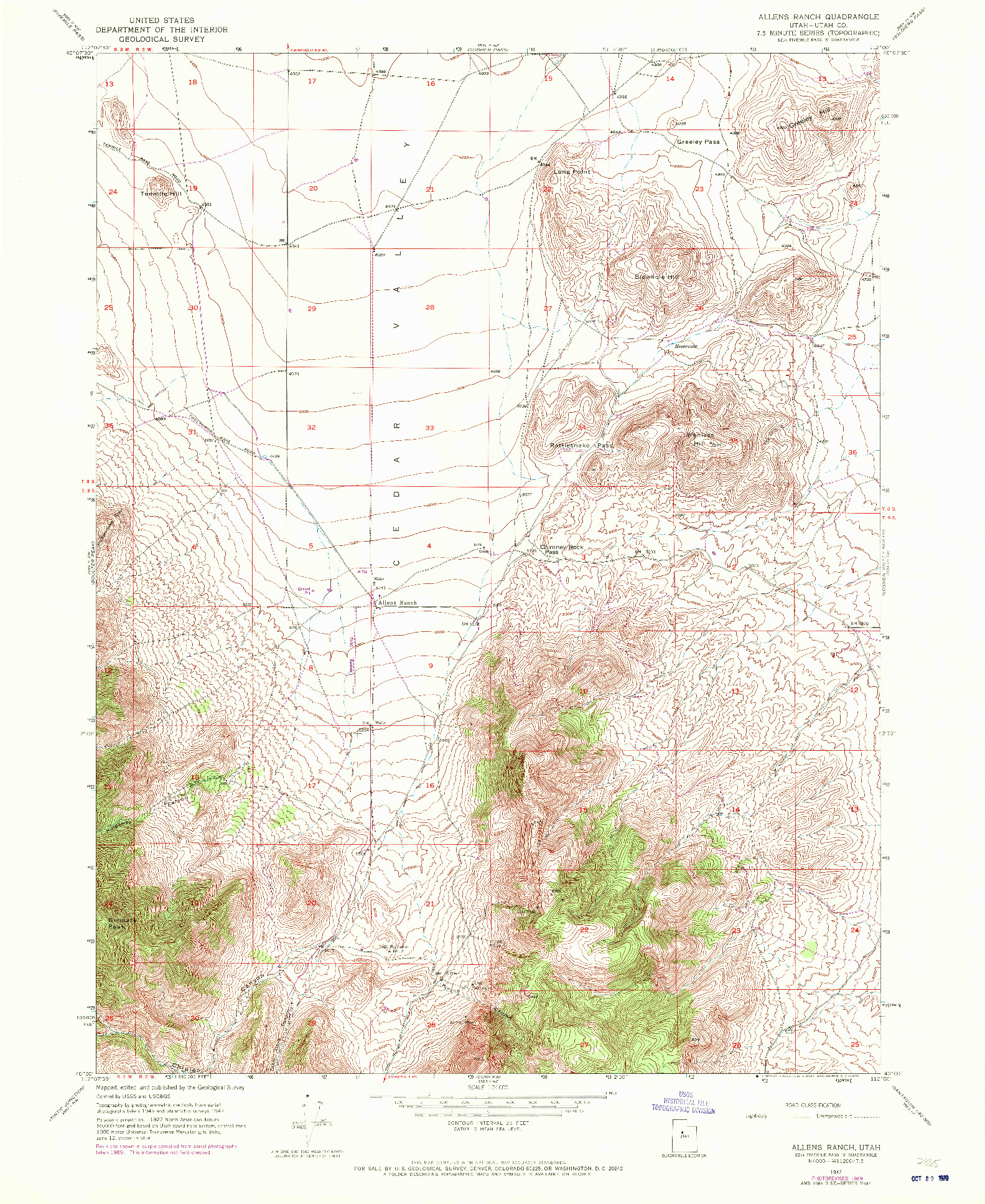 USGS 1:24000-SCALE QUADRANGLE FOR ALLENS RANCH, UT 1947
