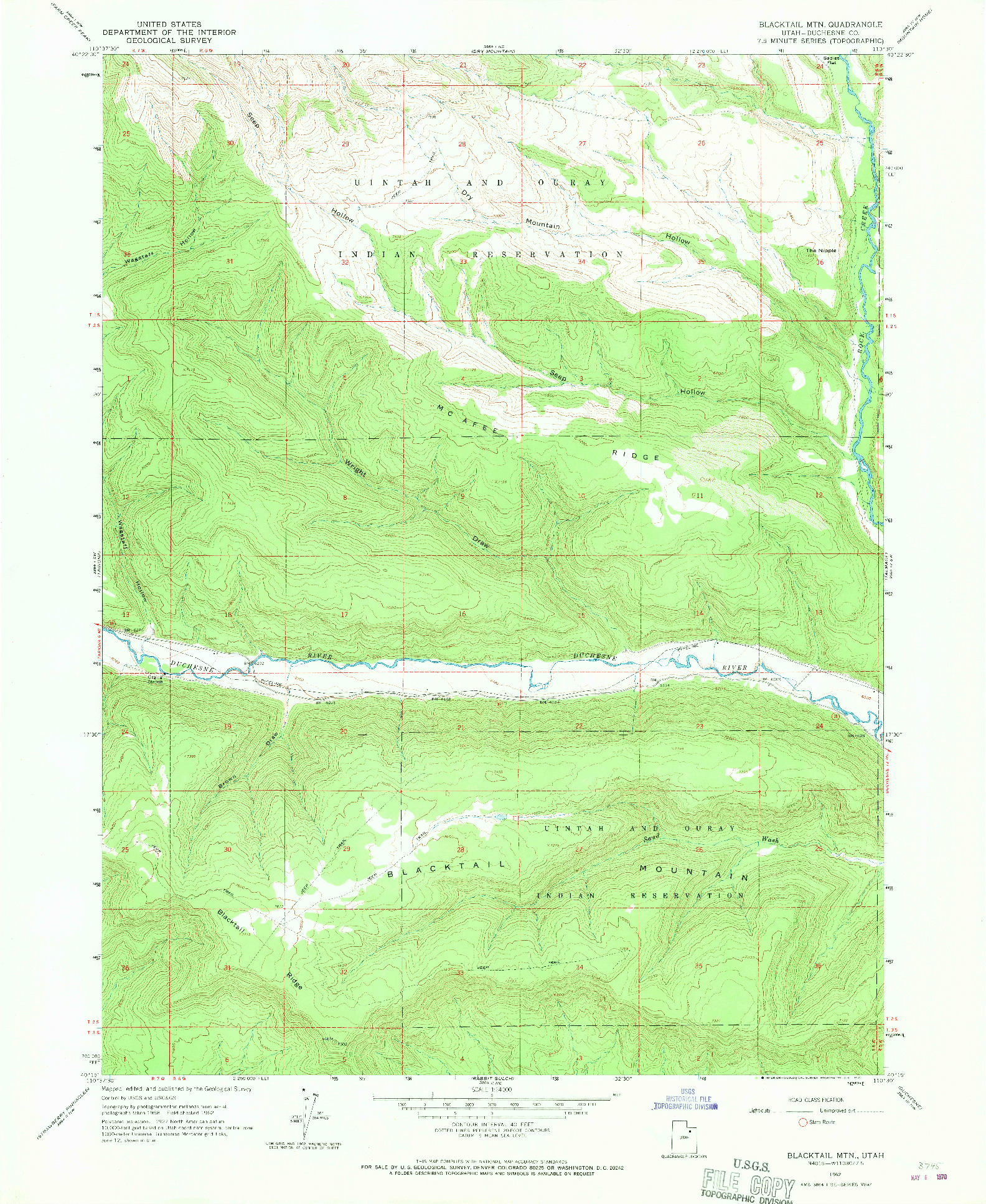USGS 1:24000-SCALE QUADRANGLE FOR BLACKTAIL MTN, UT 1962