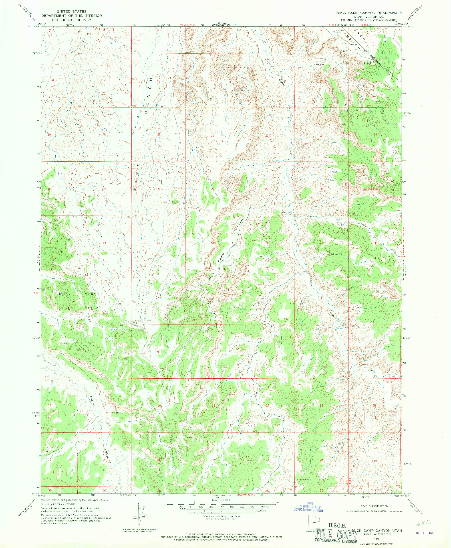 USGS 1:24000-SCALE QUADRANGLE FOR BUCK CAMP CANYON, UT 1968