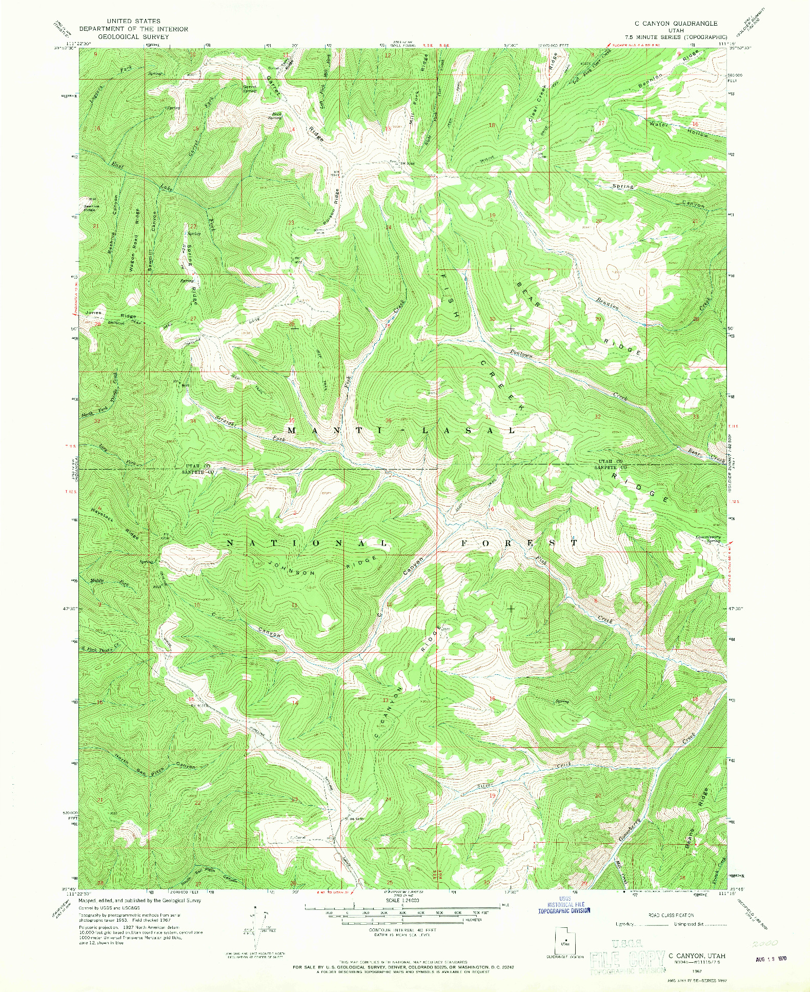 USGS 1:24000-SCALE QUADRANGLE FOR C CANYON, UT 1967