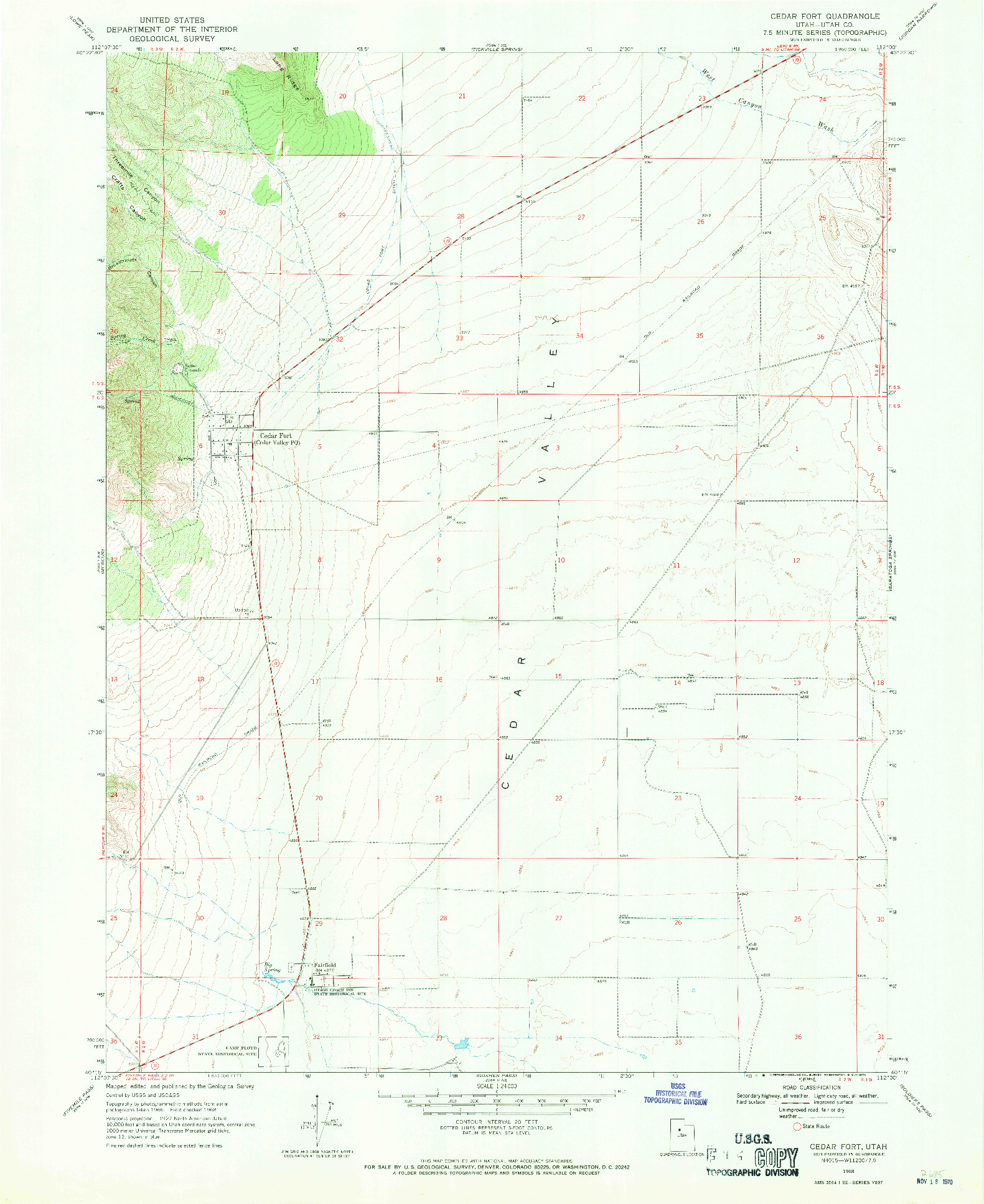 USGS 1:24000-SCALE QUADRANGLE FOR CEDAR FORT, UT 1968