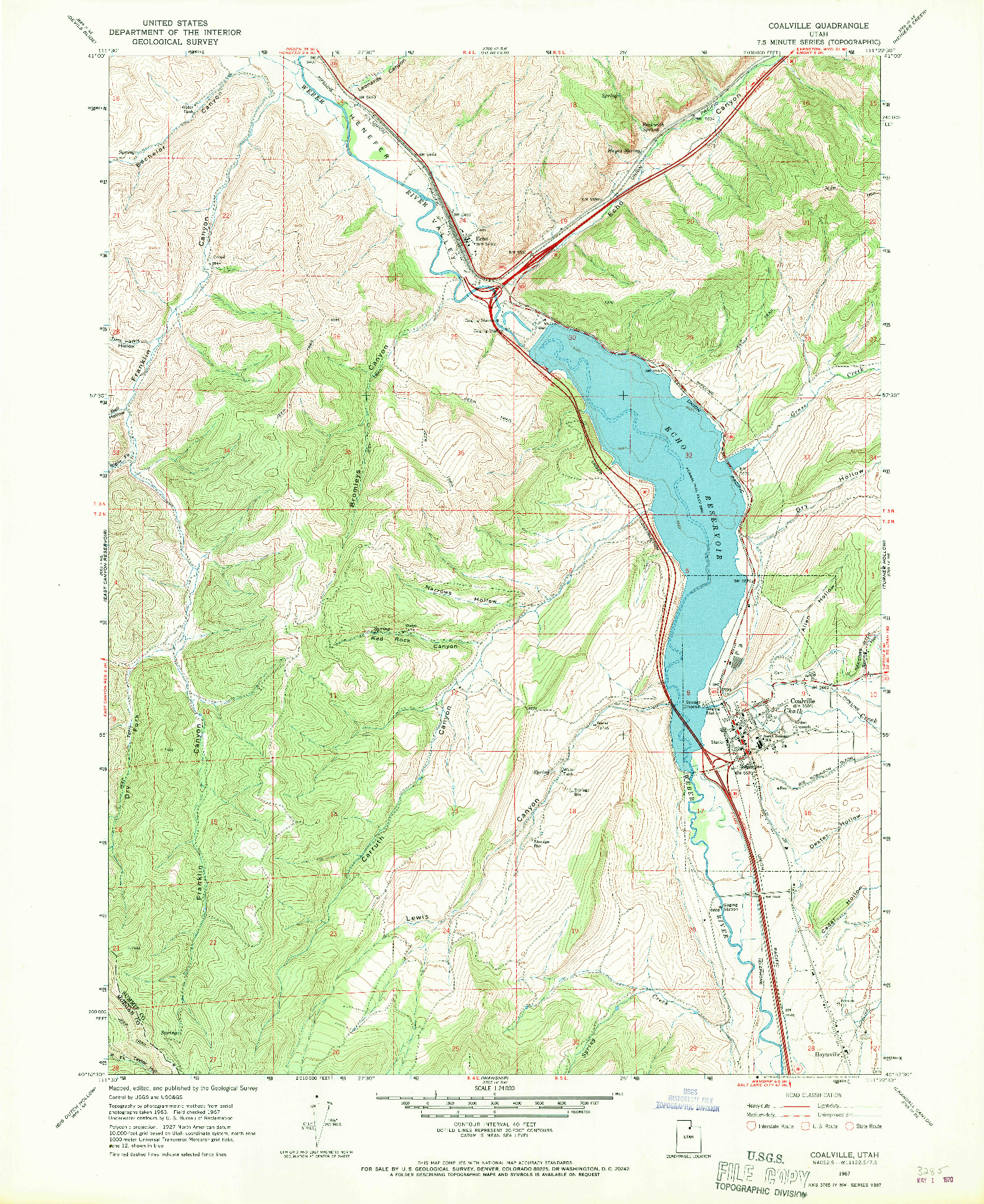 USGS 1:24000-SCALE QUADRANGLE FOR COALVILLE, UT 1967