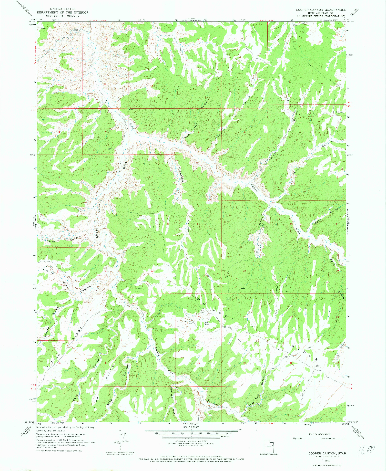 USGS 1:24000-SCALE QUADRANGLE FOR COPPER CANYON, UT 1966