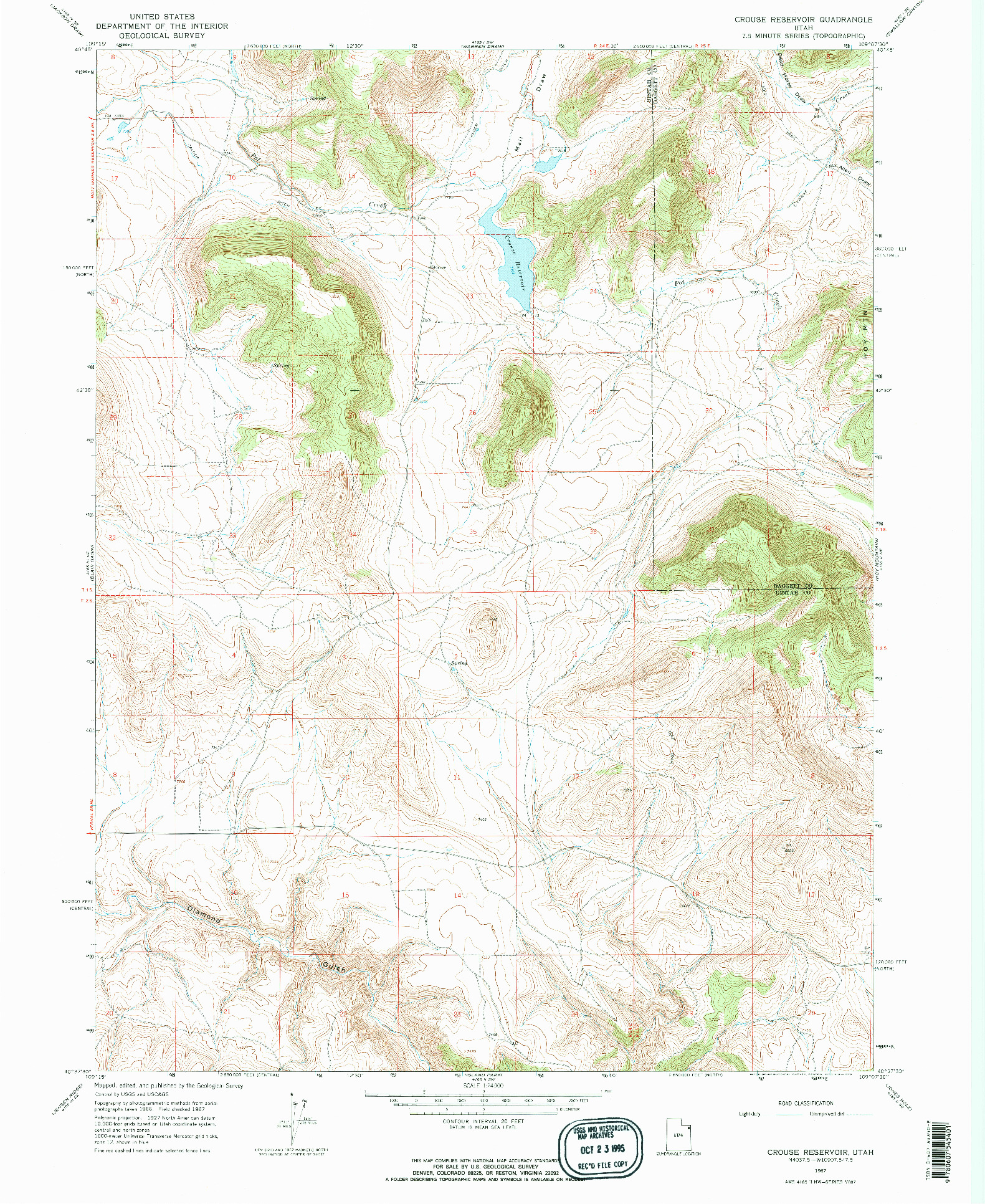 USGS 1:24000-SCALE QUADRANGLE FOR CROUSE RESERVOIR, UT 1967