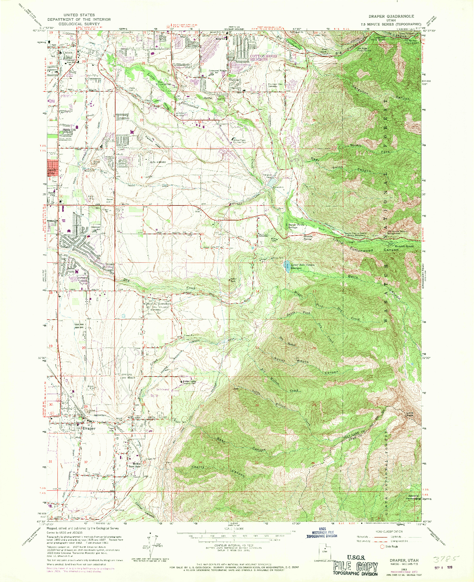 USGS 1:24000-SCALE QUADRANGLE FOR DRAPER, UT 1963