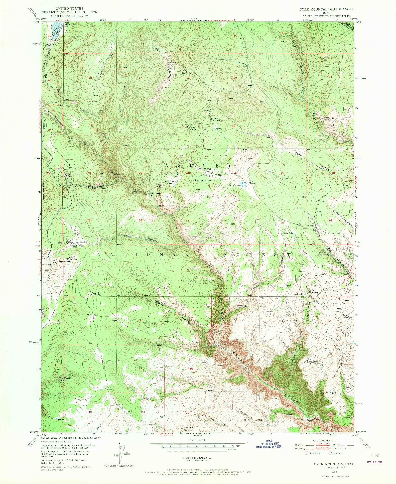 USGS 1:24000-SCALE QUADRANGLE FOR DYER MOUNTAIN, UT 1950