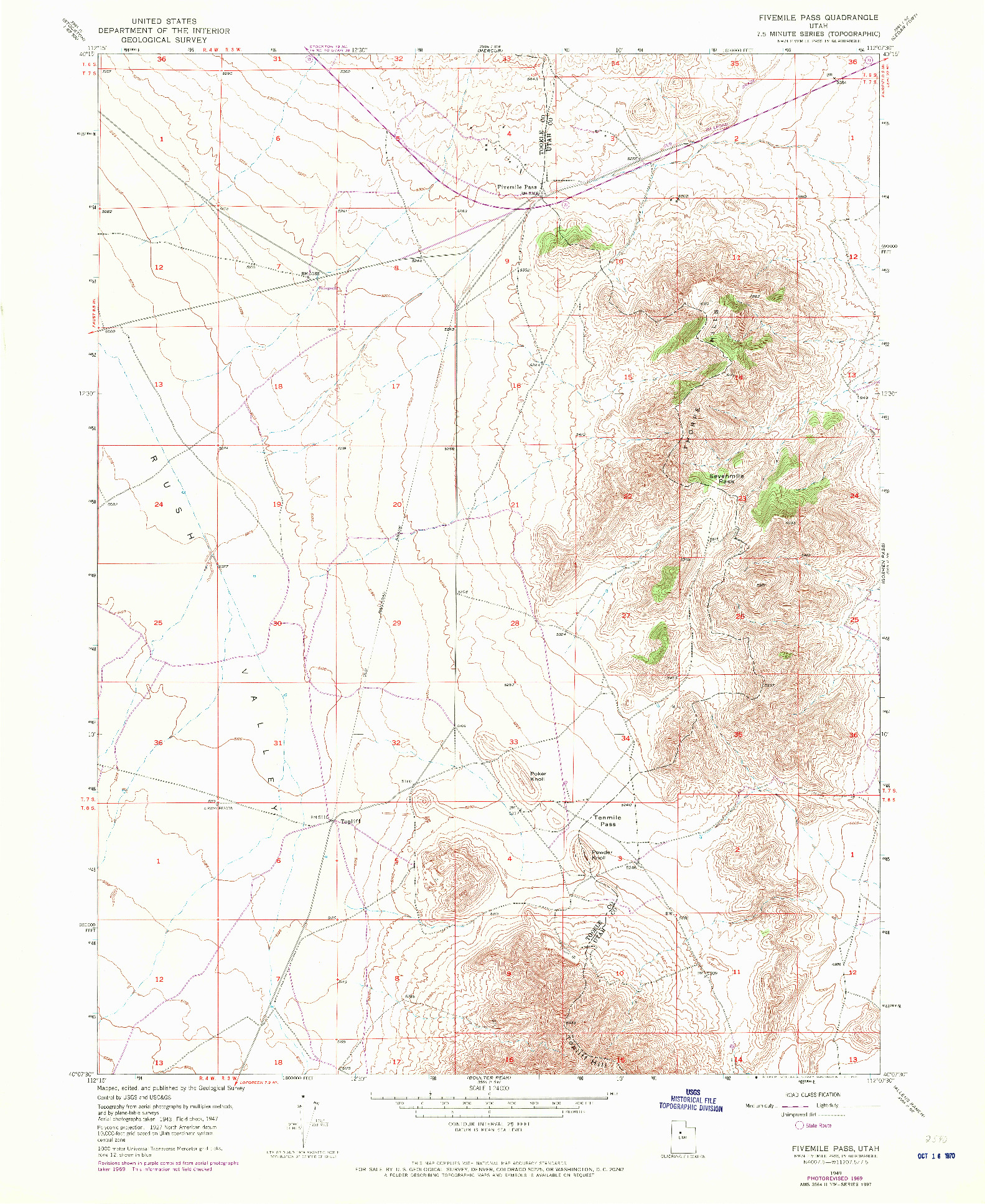 USGS 1:24000-SCALE QUADRANGLE FOR FIVEMILE PASS, UT 1949