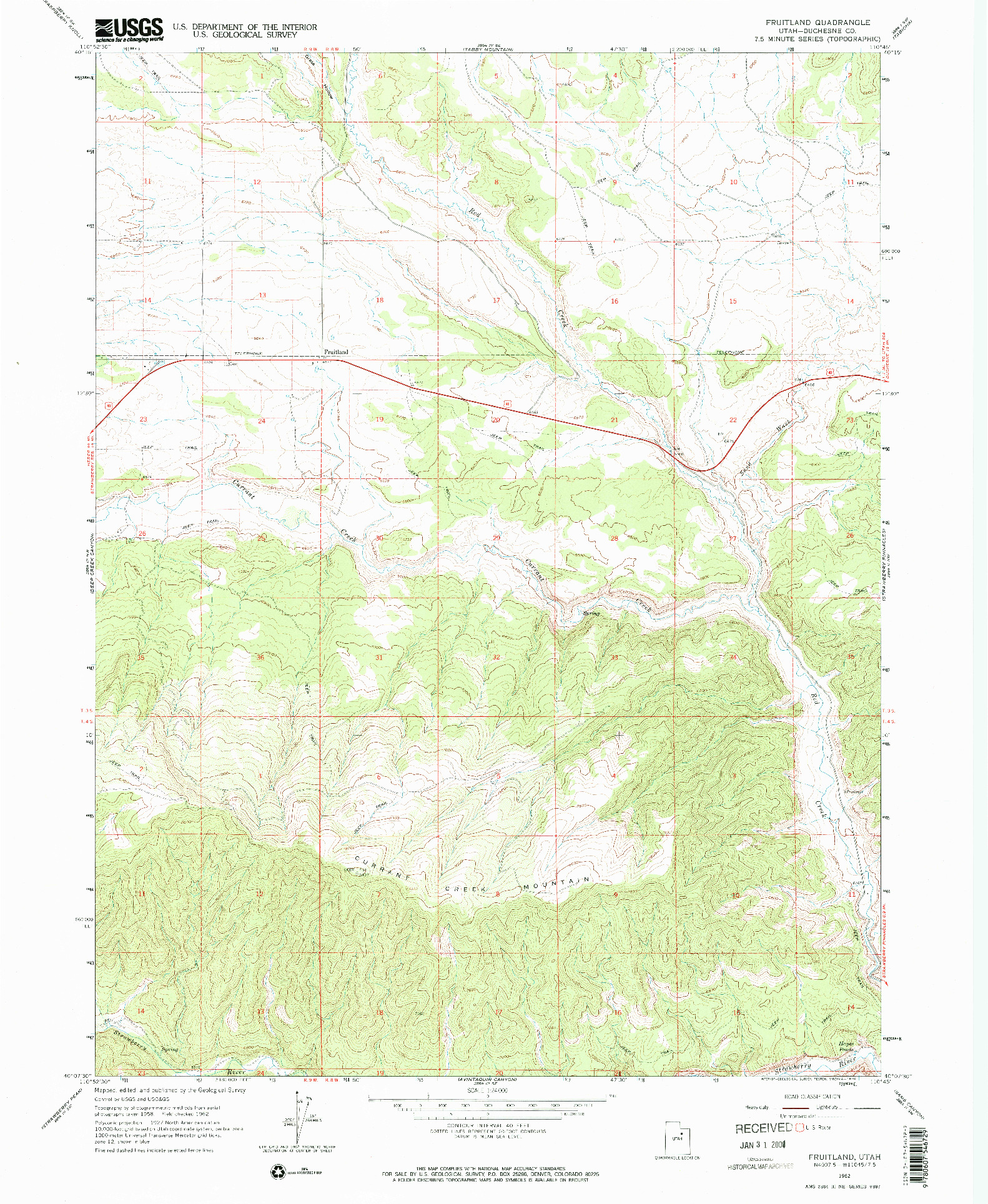 USGS 1:24000-SCALE QUADRANGLE FOR FRUITLAND, UT 1962