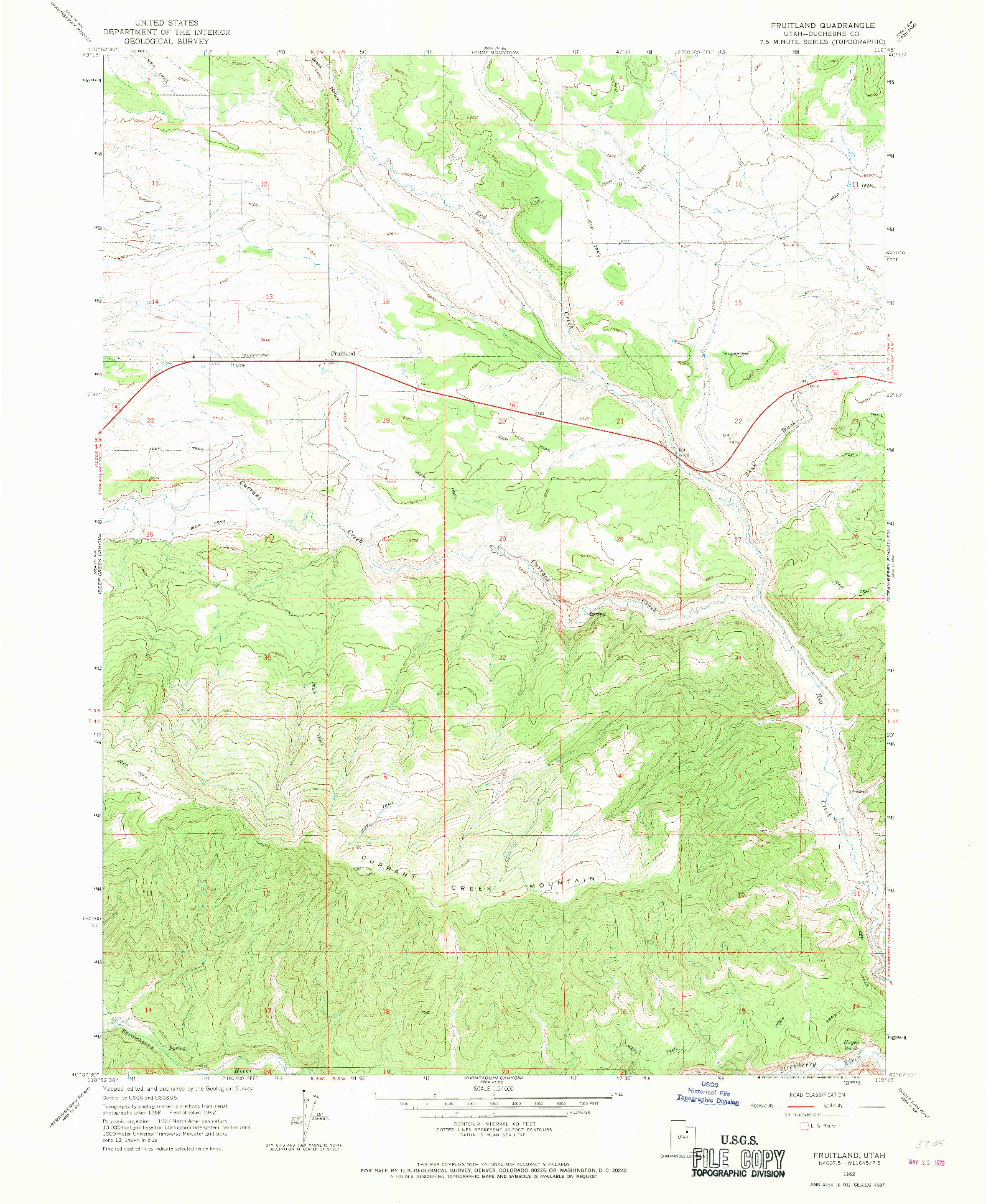 USGS 1:24000-SCALE QUADRANGLE FOR FRUITLAND, UT 1962