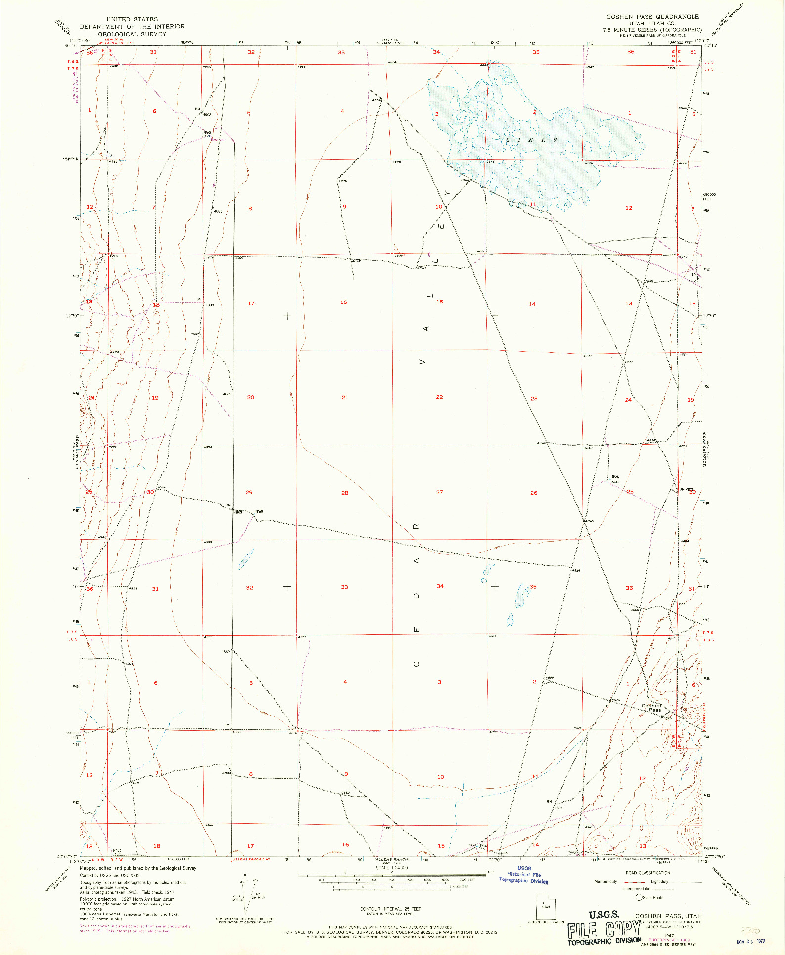 USGS 1:24000-SCALE QUADRANGLE FOR GOSHEN PASS, UT 1947