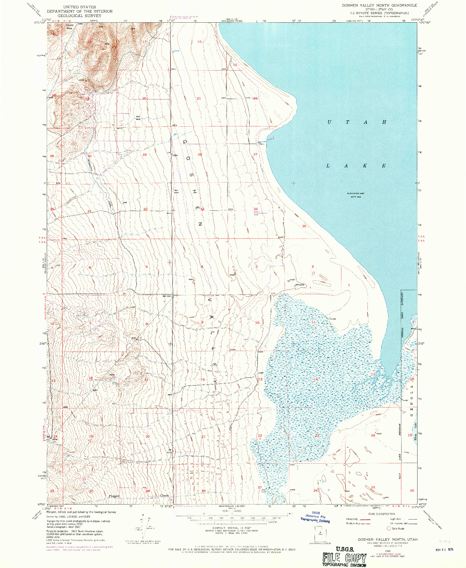USGS 1:24000-SCALE QUADRANGLE FOR GOSHEN VALLEY NORTH, UT 1950