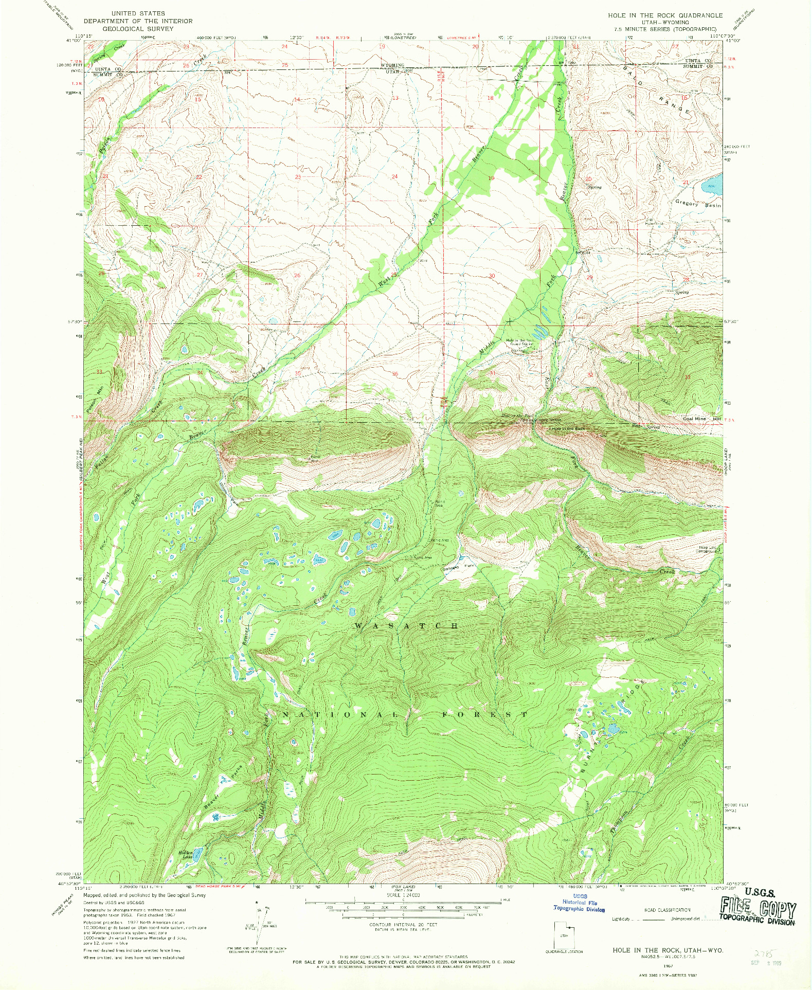 USGS 1:24000-SCALE QUADRANGLE FOR HOLE IN THE ROCK, UT 1967