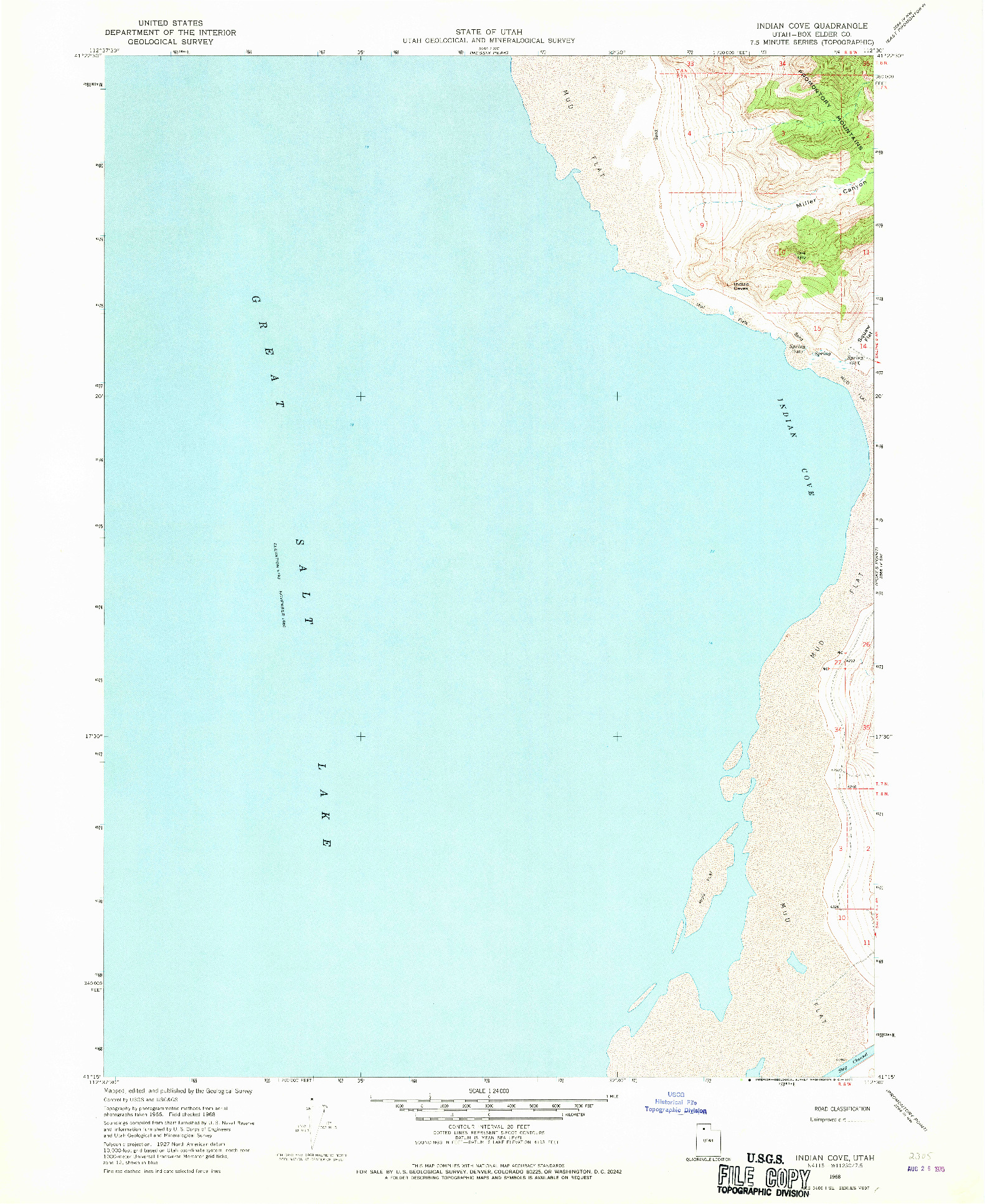 USGS 1:24000-SCALE QUADRANGLE FOR INDIAN COVE, UT 1968