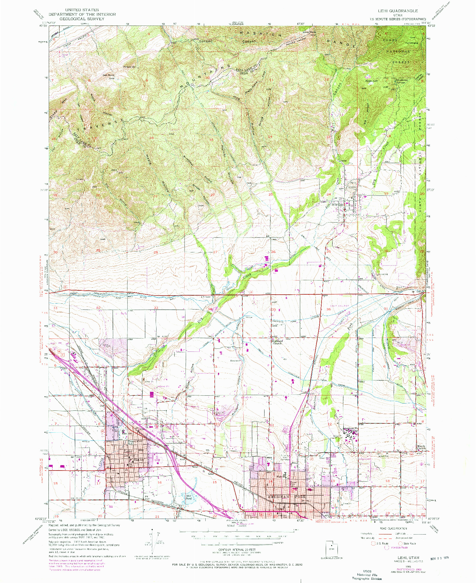 USGS 1:24000-SCALE QUADRANGLE FOR LEHI, UT 1951