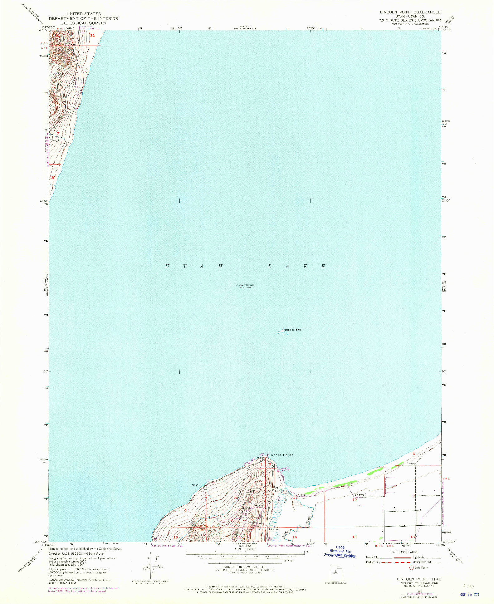 USGS 1:24000-SCALE QUADRANGLE FOR LINCOLN POINT, UT 1950