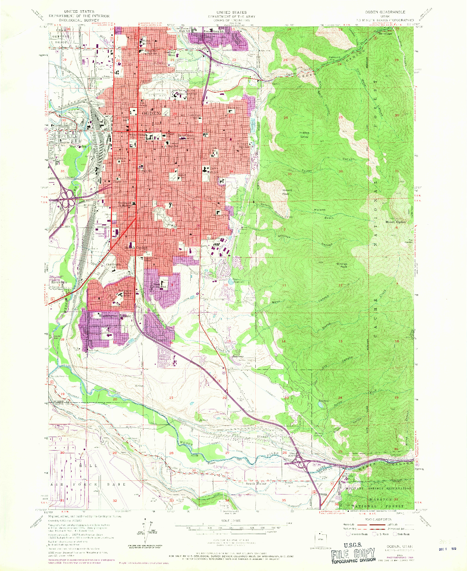 USGS 1:24000-SCALE QUADRANGLE FOR OGDEN, UT 1955