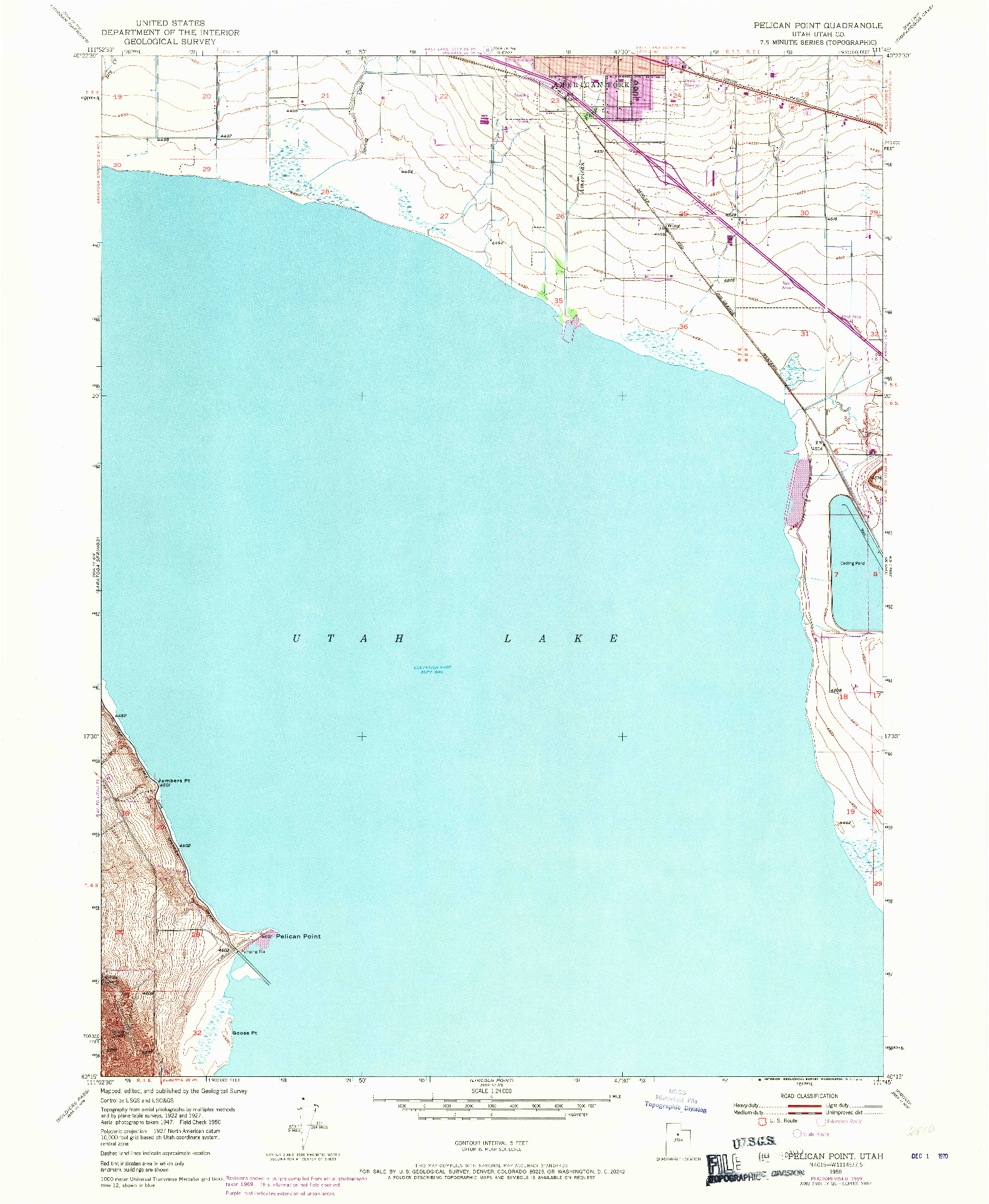 USGS 1:24000-SCALE QUADRANGLE FOR PELICAN POINT, UT 1950