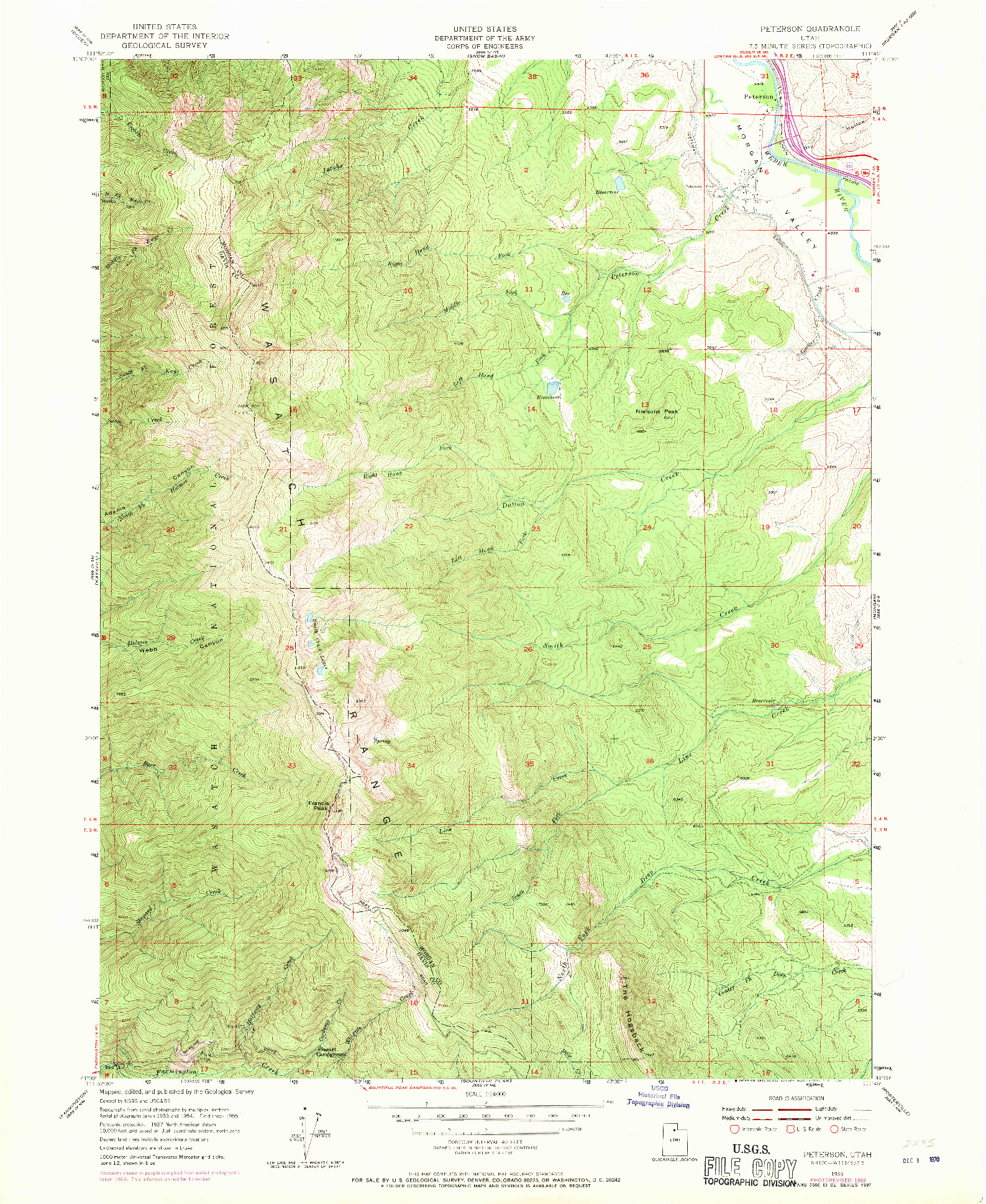 USGS 1:24000-SCALE QUADRANGLE FOR PETERSON, UT 1955