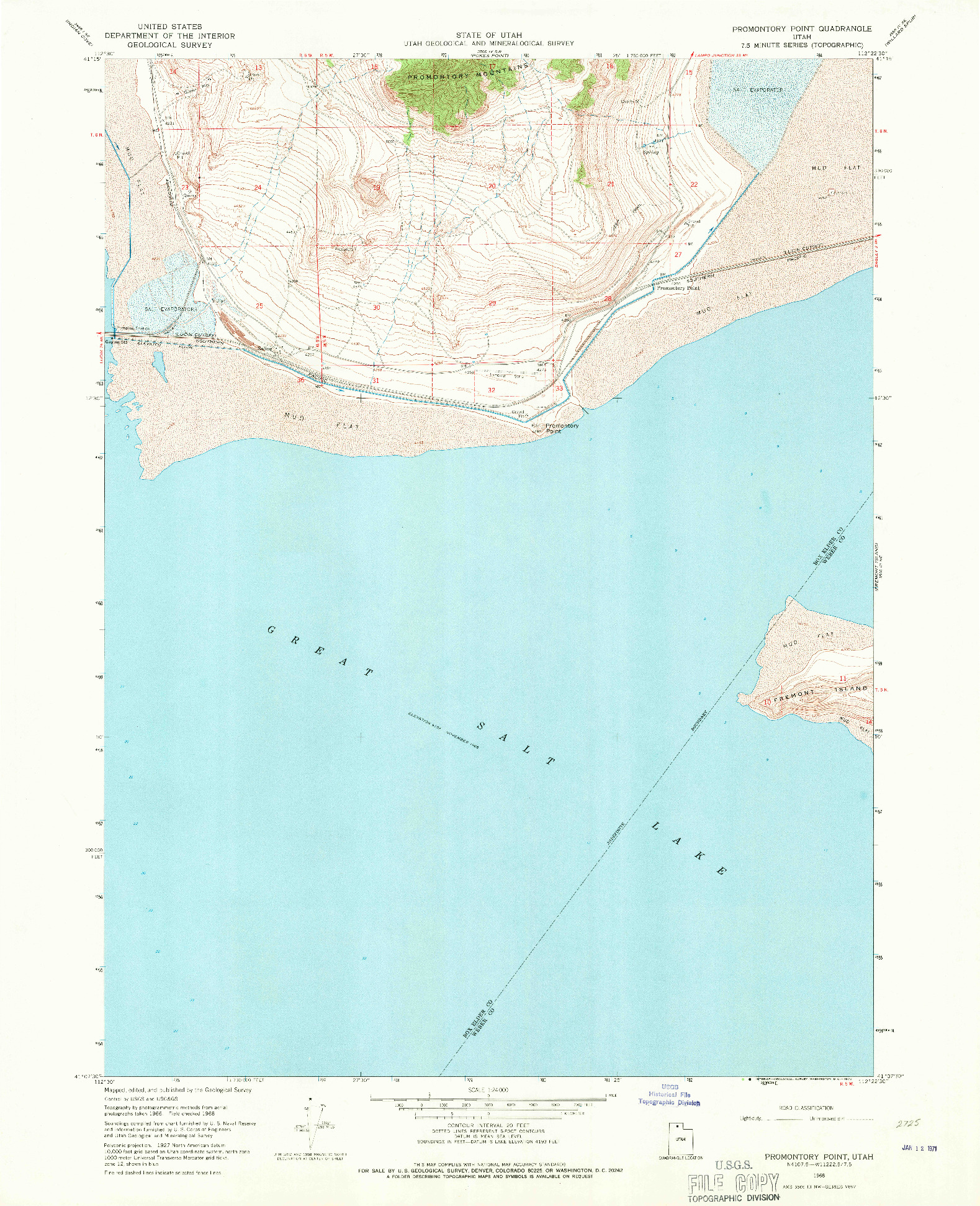 USGS 1:24000-SCALE QUADRANGLE FOR PROMONTORY POINT, UT 1968