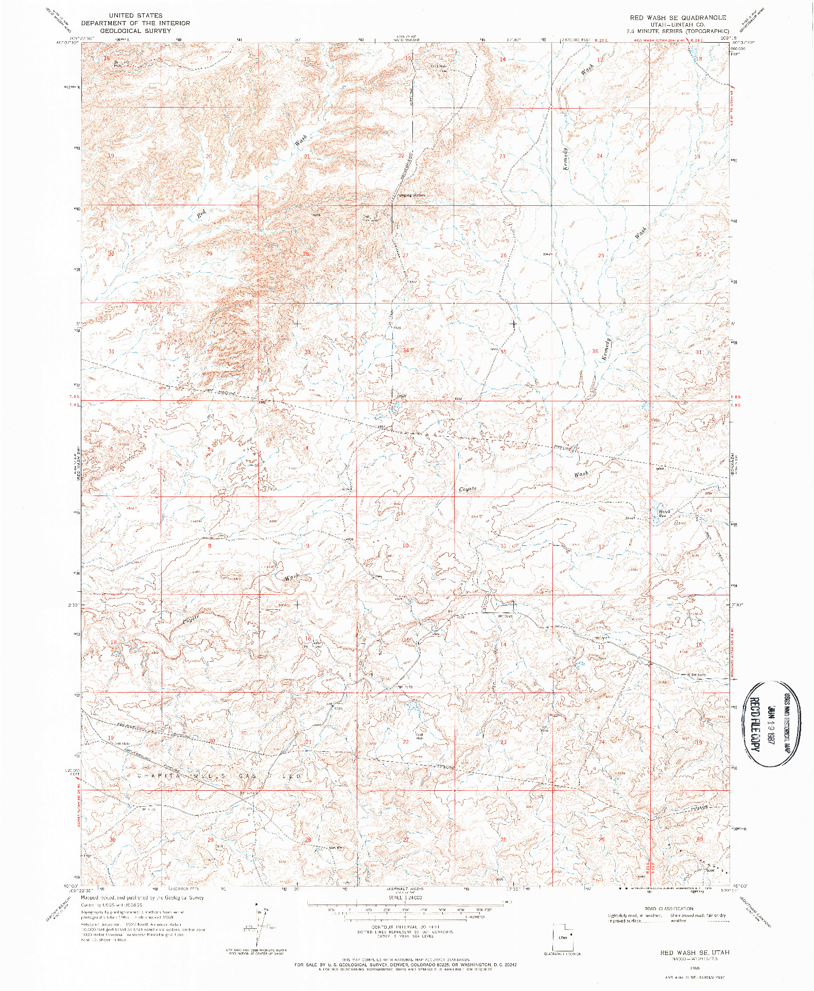 USGS 1:24000-SCALE QUADRANGLE FOR RED WASH SE, UT 1968