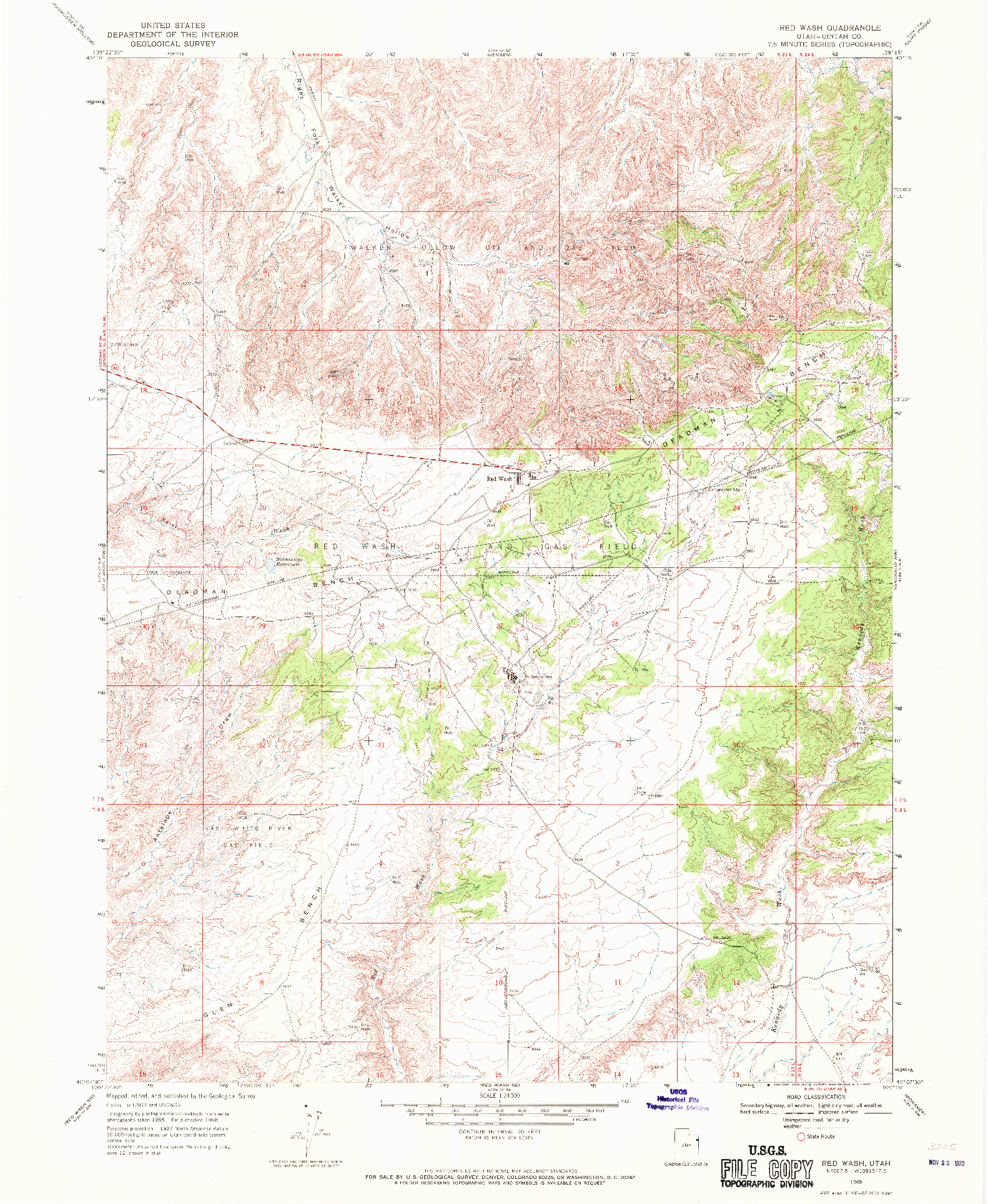 USGS 1:24000-SCALE QUADRANGLE FOR RED WASH, UT 1968
