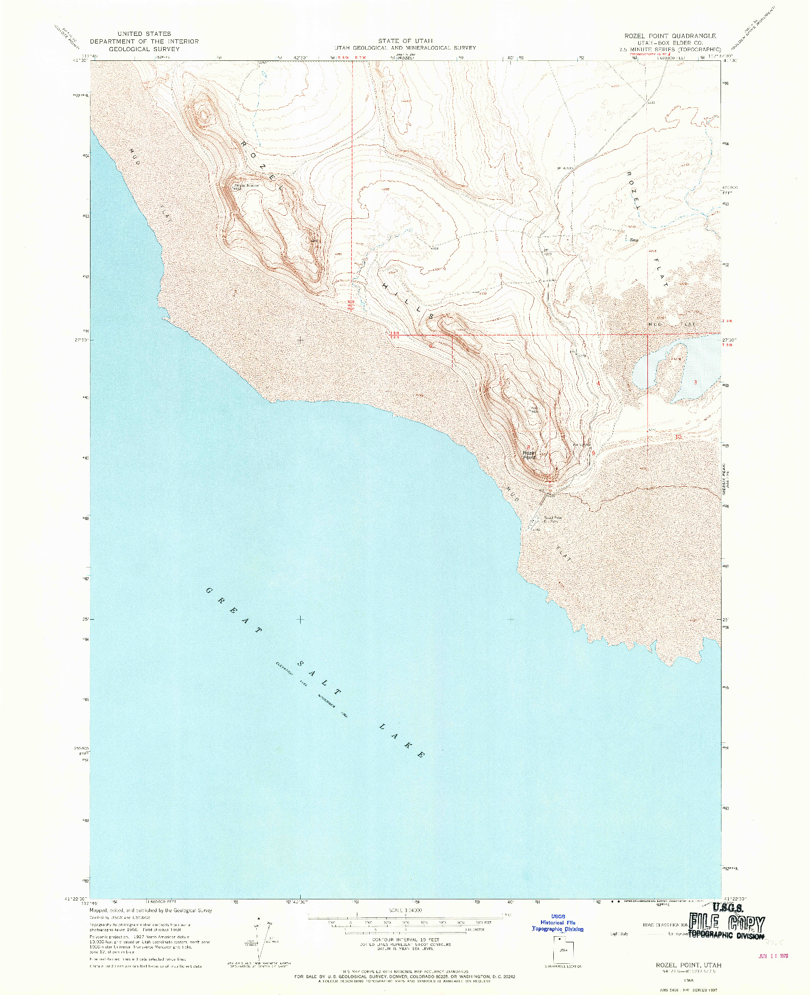USGS 1:24000-SCALE QUADRANGLE FOR ROZEL POINT, UT 1968