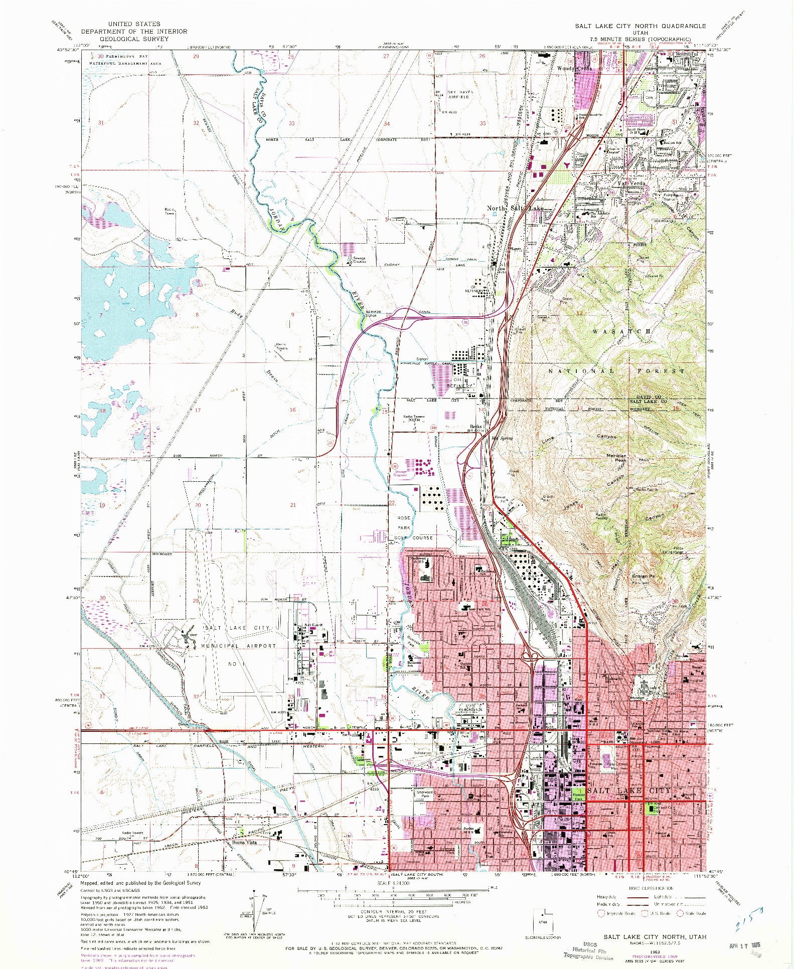 USGS 1:24000-SCALE QUADRANGLE FOR SALT LAKE CITY NORTH, UT 1963