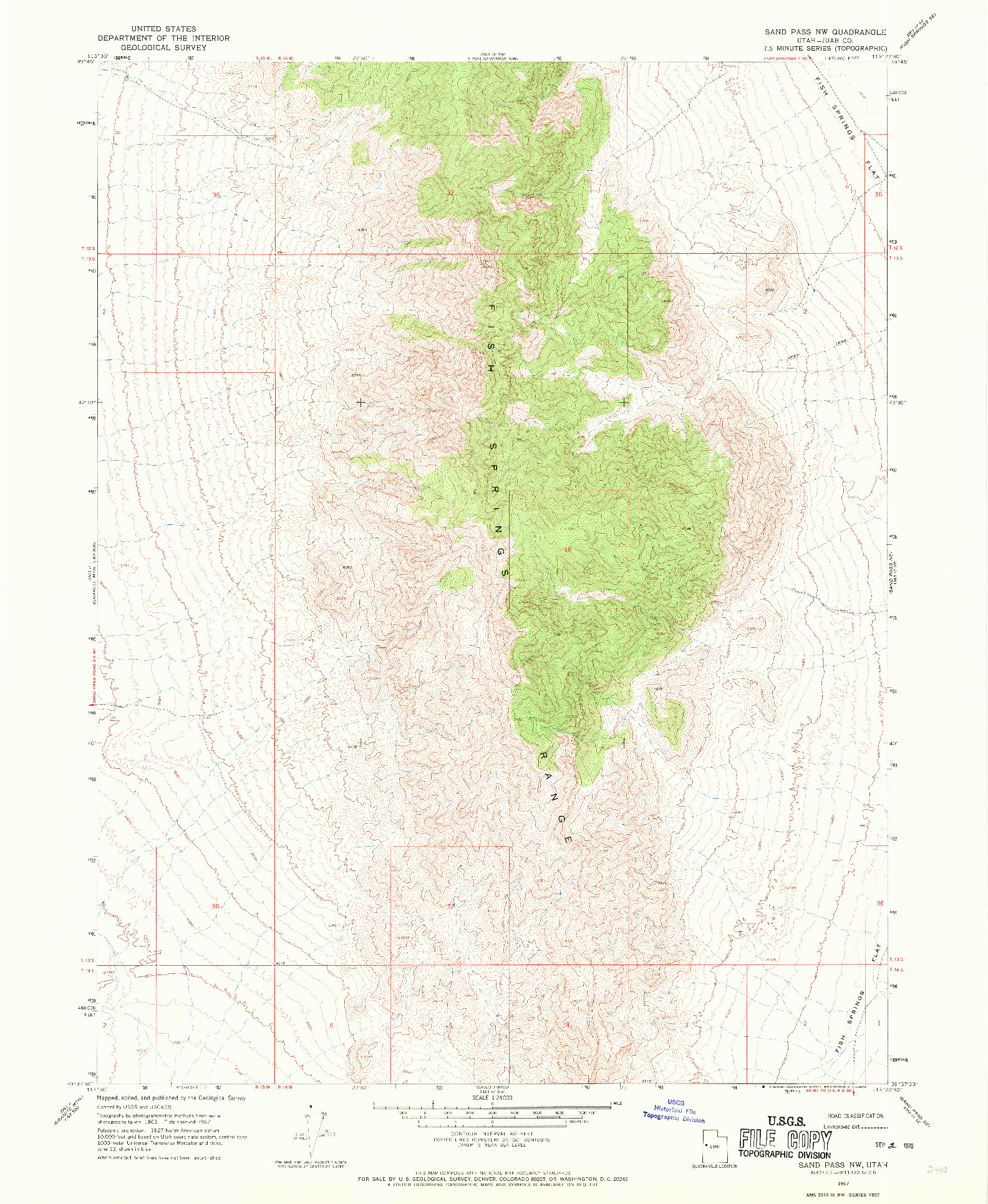 USGS 1:24000-SCALE QUADRANGLE FOR SAND PASS NW, UT 1967