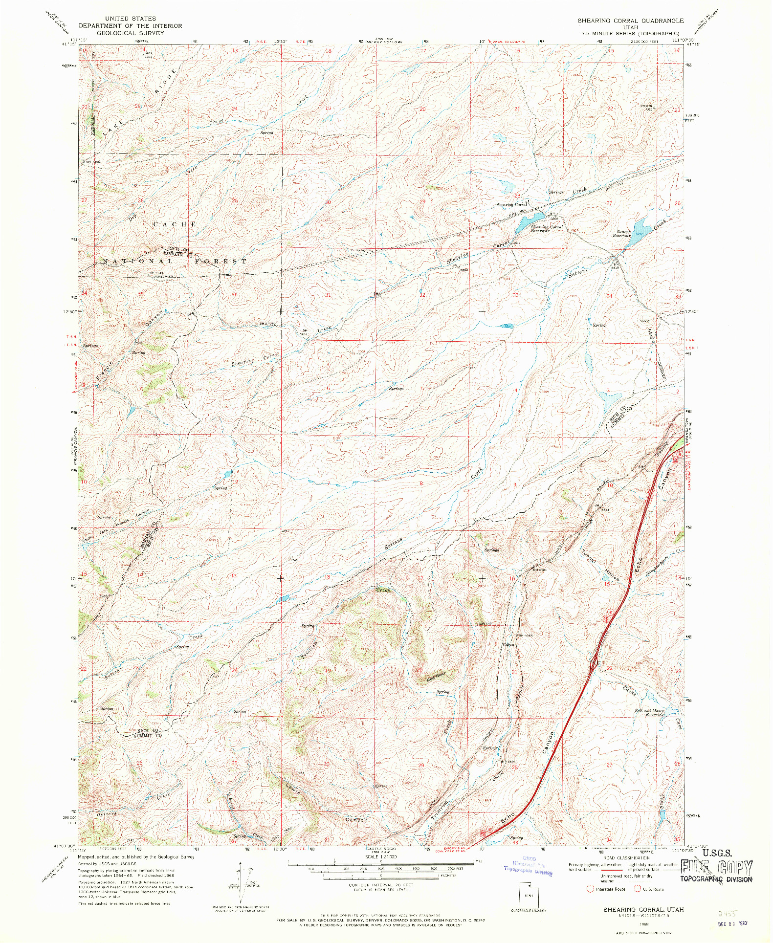 USGS 1:24000-SCALE QUADRANGLE FOR SHEARING CORRAL, UT 1968