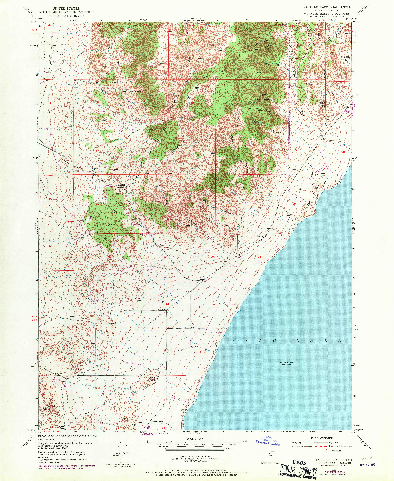 USGS 1:24000-SCALE QUADRANGLE FOR SOLDIERS PASS, UT 1950