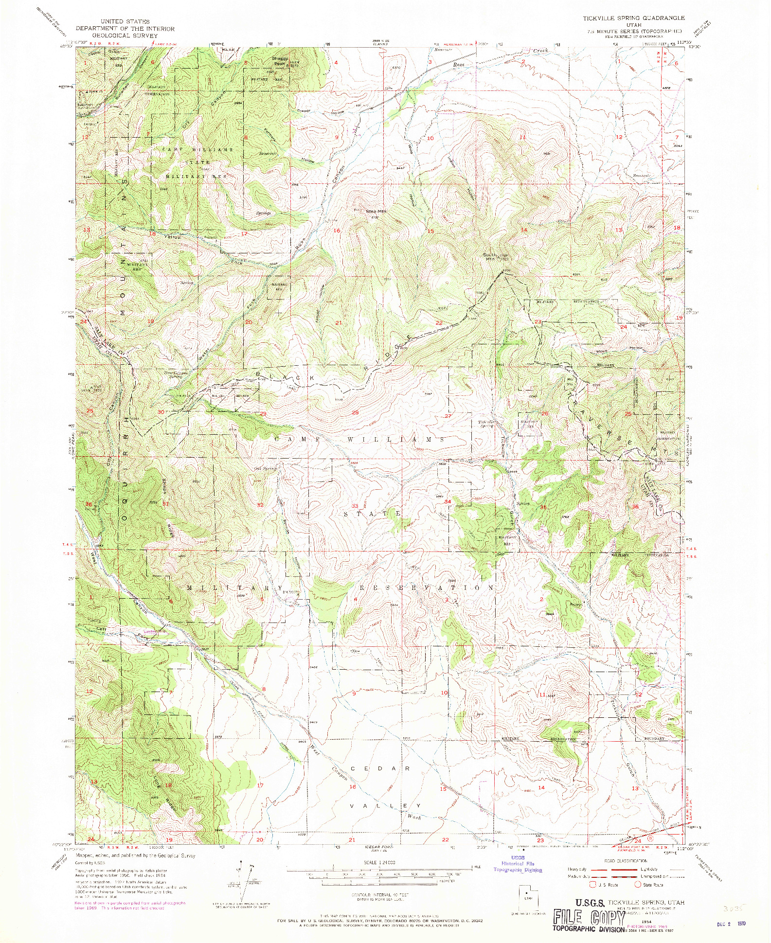 USGS 1:24000-SCALE QUADRANGLE FOR TICKVILLE SPRING, UT 1954