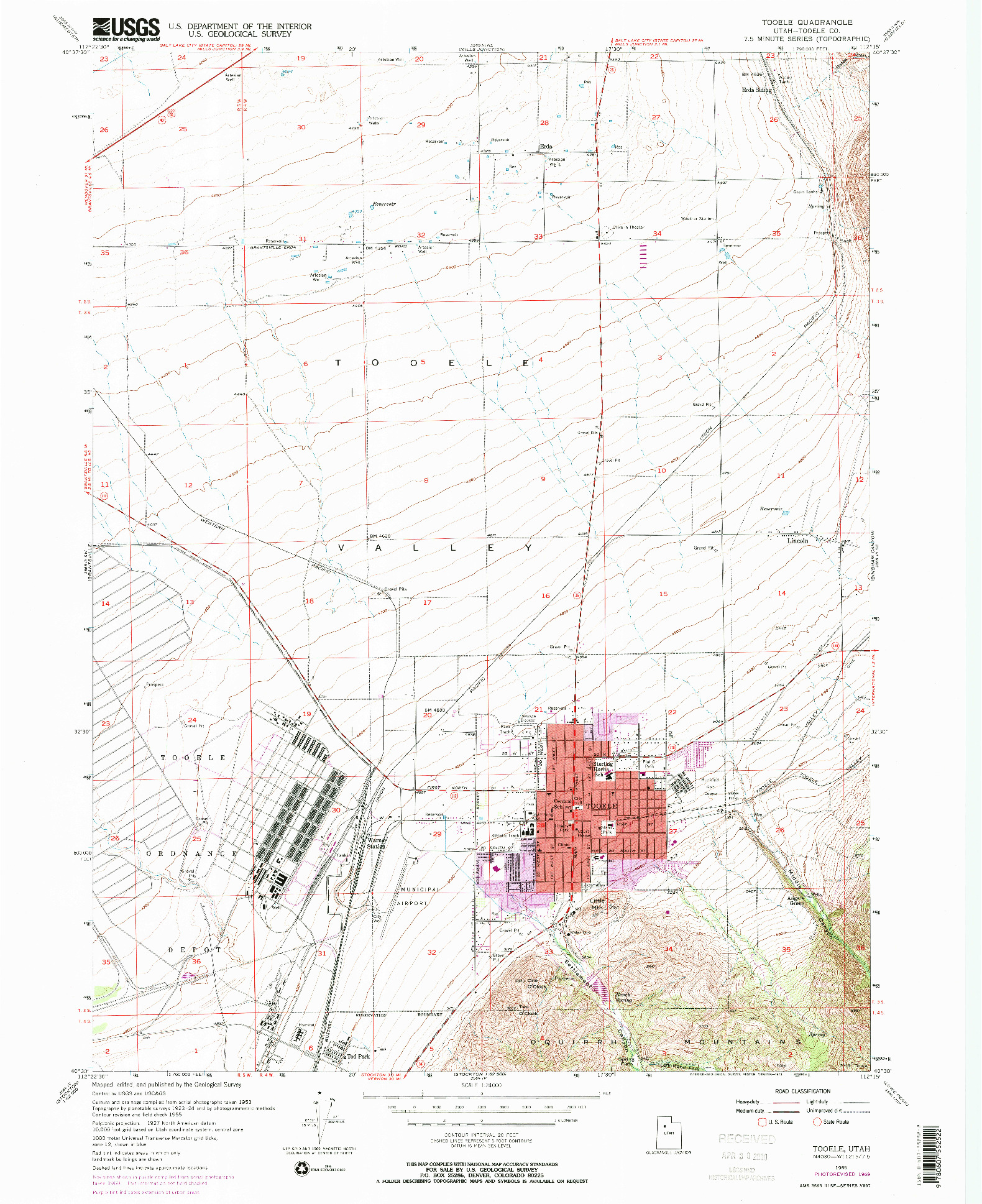 USGS 1:24000-SCALE QUADRANGLE FOR TOOELE, UT 1955