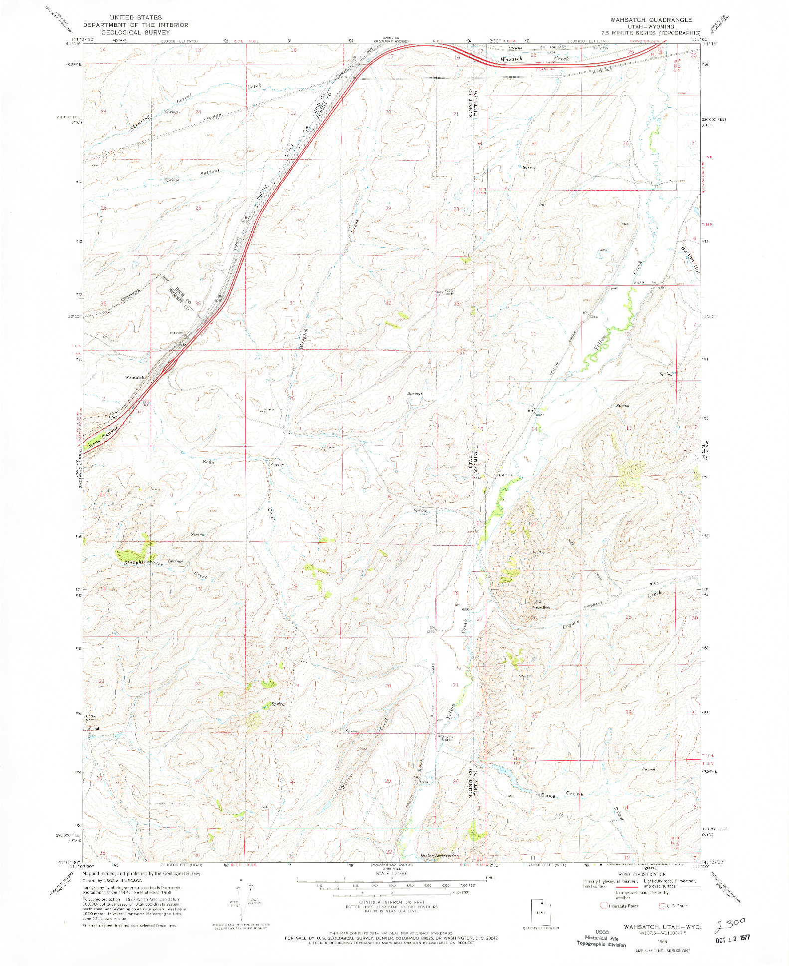 USGS 1:24000-SCALE QUADRANGLE FOR WAHSATCH, UT 1968