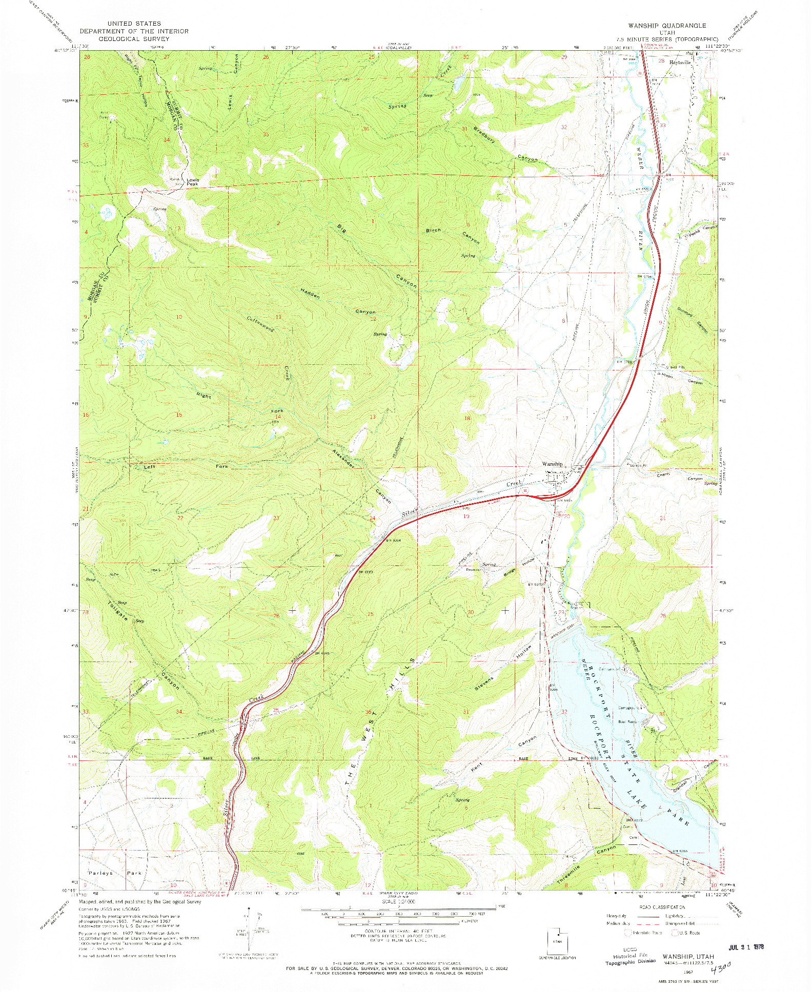USGS 1:24000-SCALE QUADRANGLE FOR WANSHIP, UT 1967