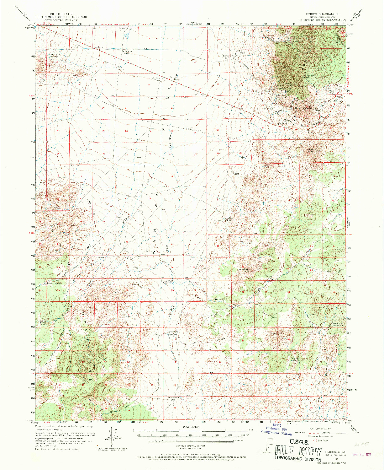 USGS 1:62500-SCALE QUADRANGLE FOR FRISCO, UT 1959