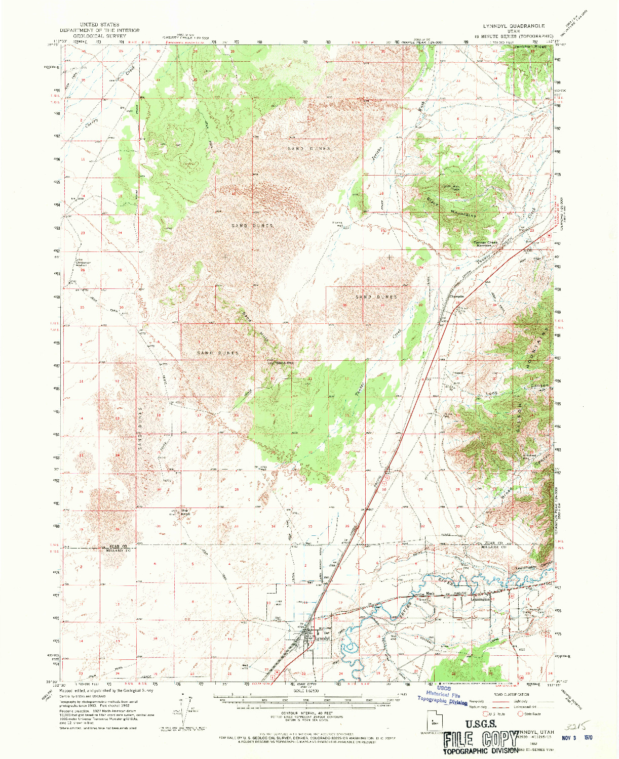 USGS 1:62500-SCALE QUADRANGLE FOR LYNNDYL, UT 1962