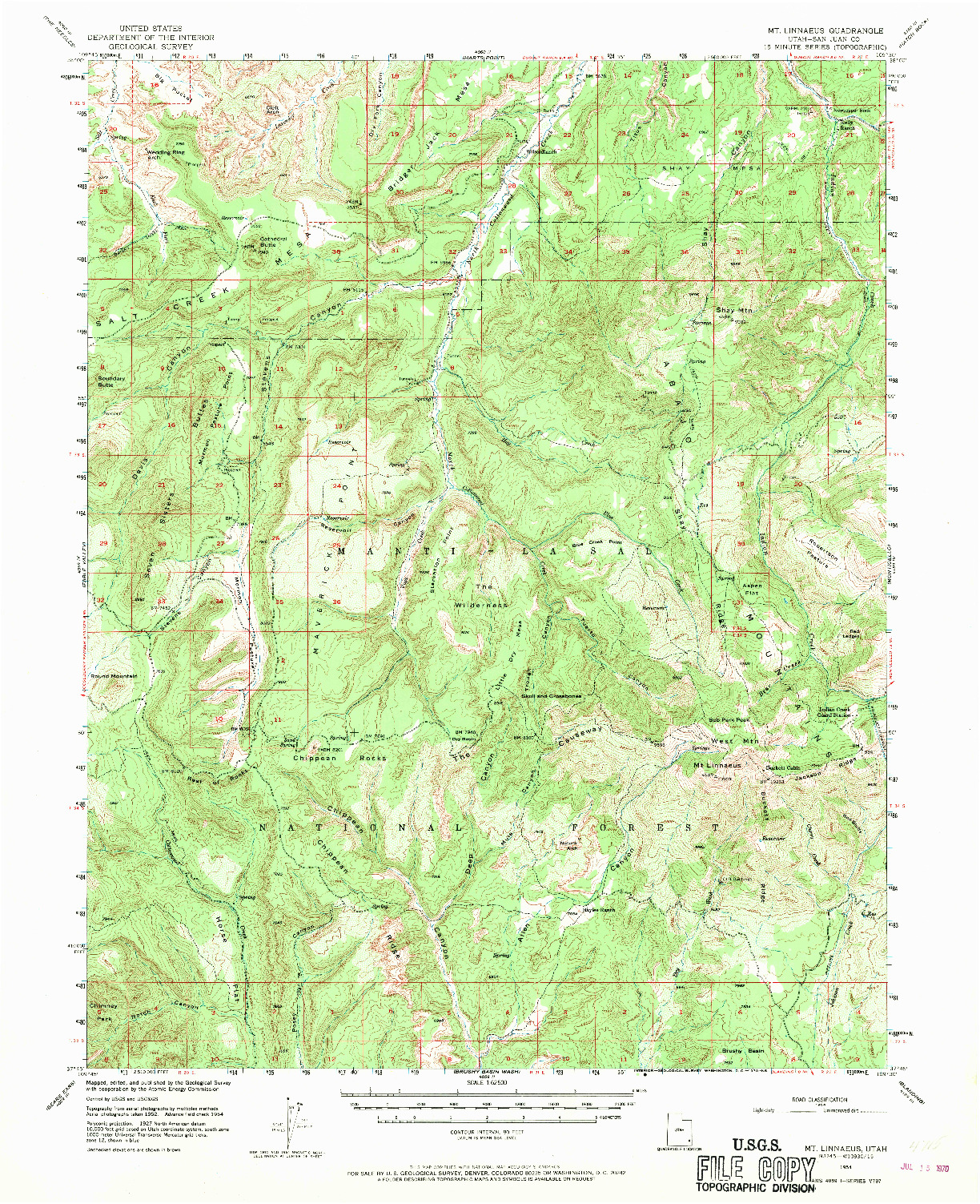 USGS 1:62500-SCALE QUADRANGLE FOR MT LINNAEUS, UT 1954