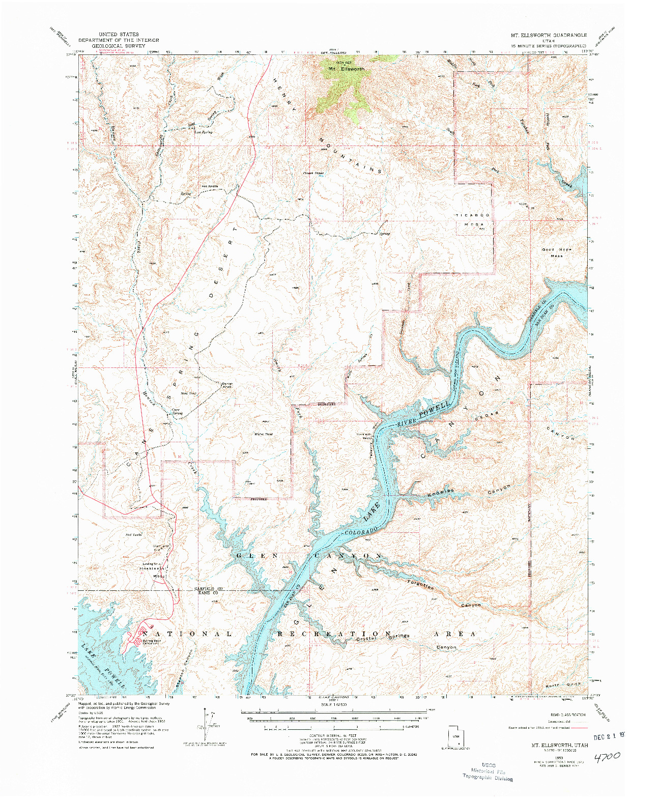 USGS 1:62500-SCALE QUADRANGLE FOR MT. ELLSWORTH, UT 1953