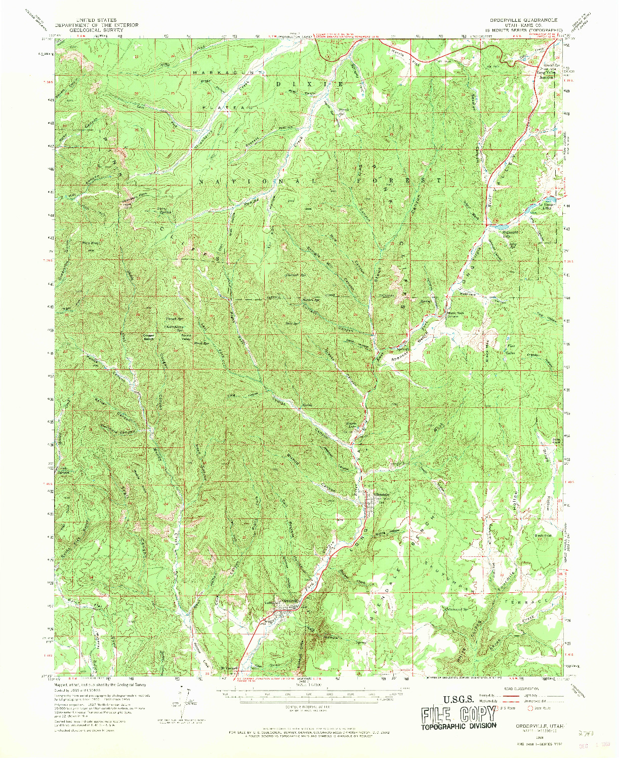 USGS 1:62500-SCALE QUADRANGLE FOR ORDERVILLE, UT 1958