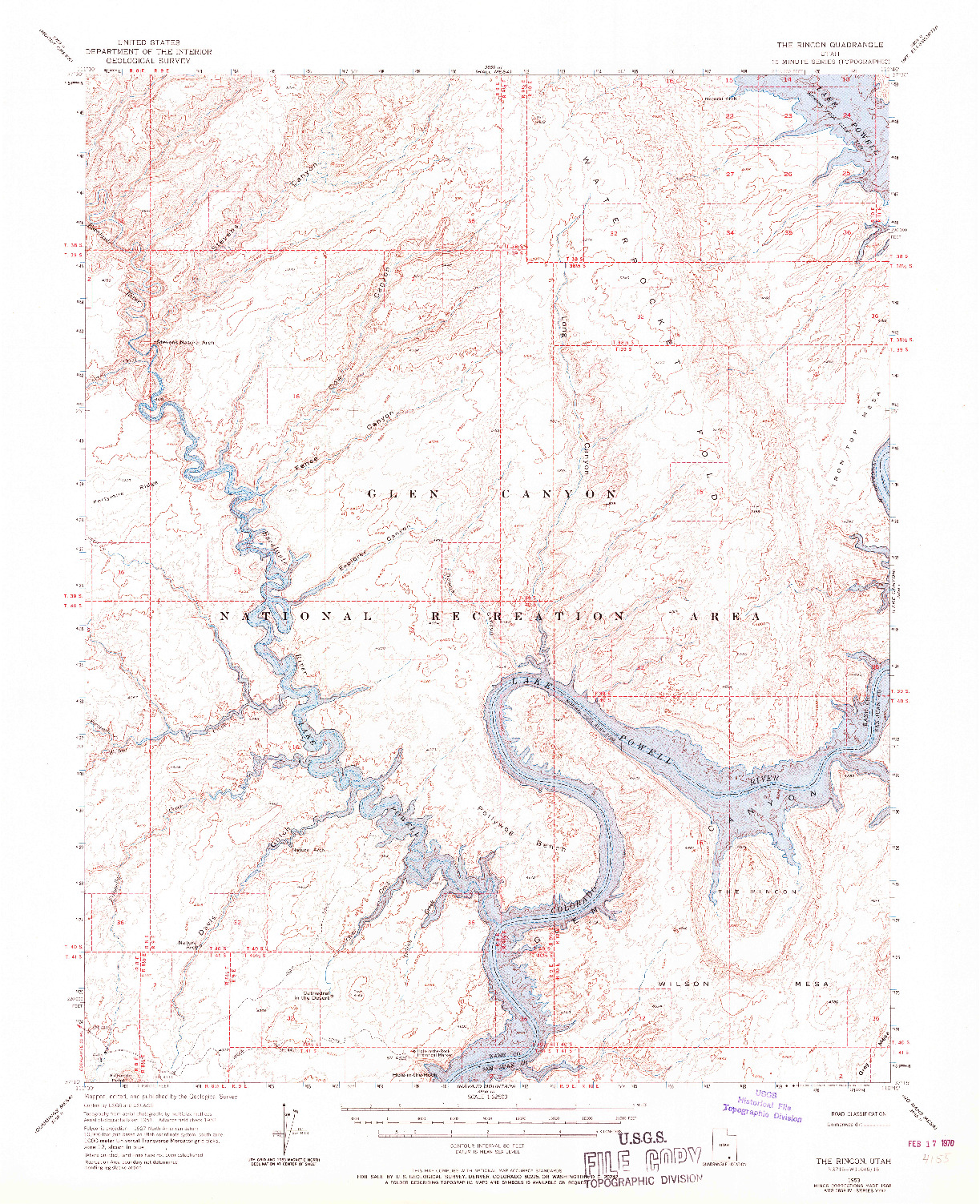 USGS 1:62500-SCALE QUADRANGLE FOR THE RINCON, UT 1953