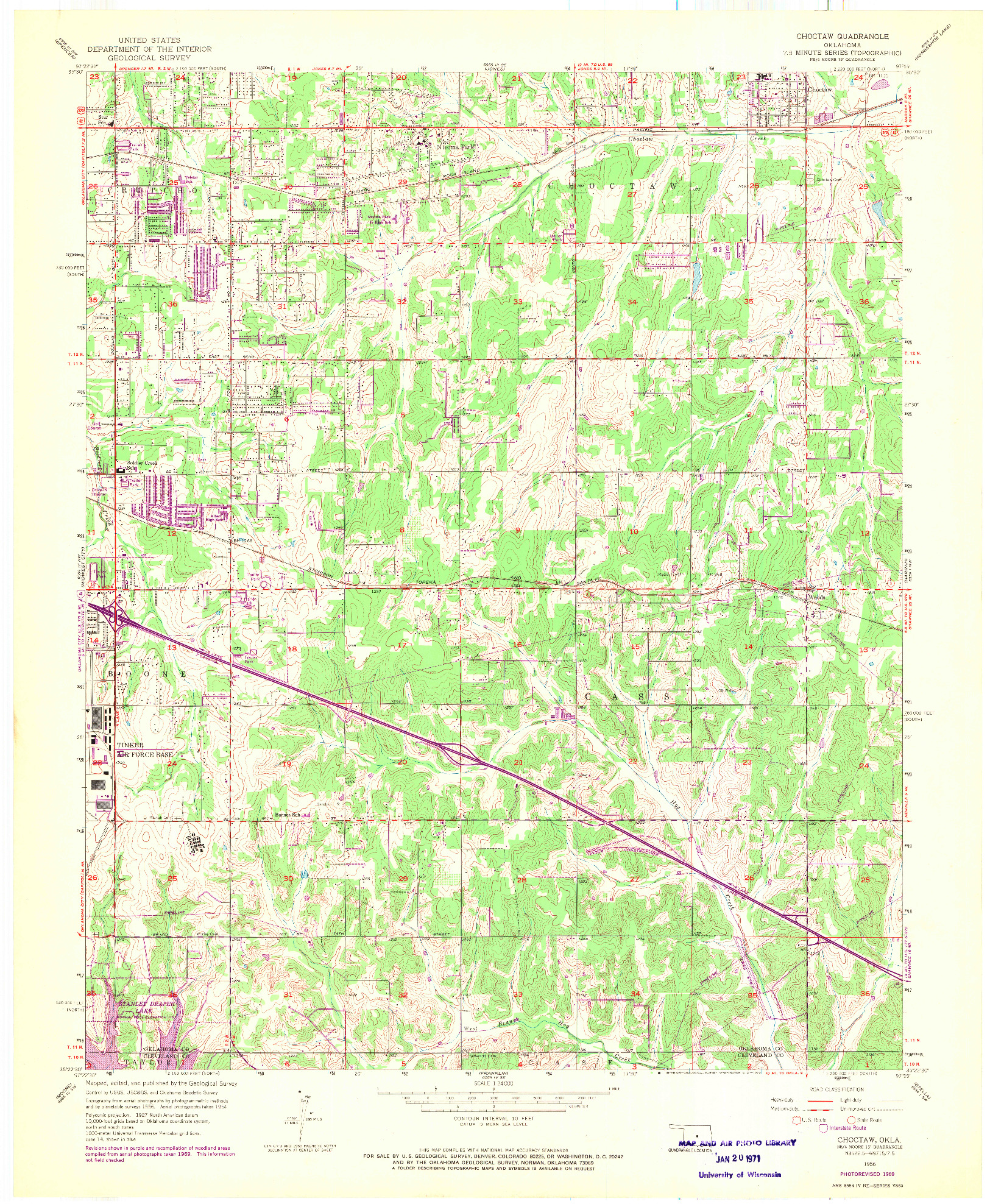 USGS 1:24000-SCALE QUADRANGLE FOR CHOCTAW, OK 1956