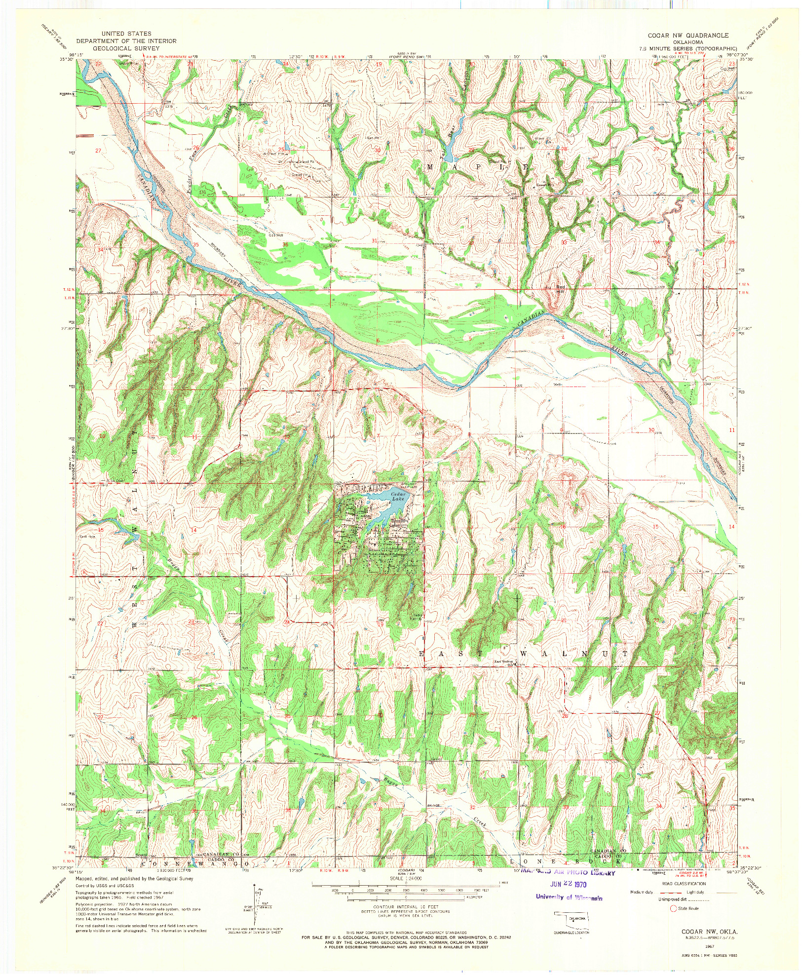 USGS 1:24000-SCALE QUADRANGLE FOR COGAR NW, OK 1967