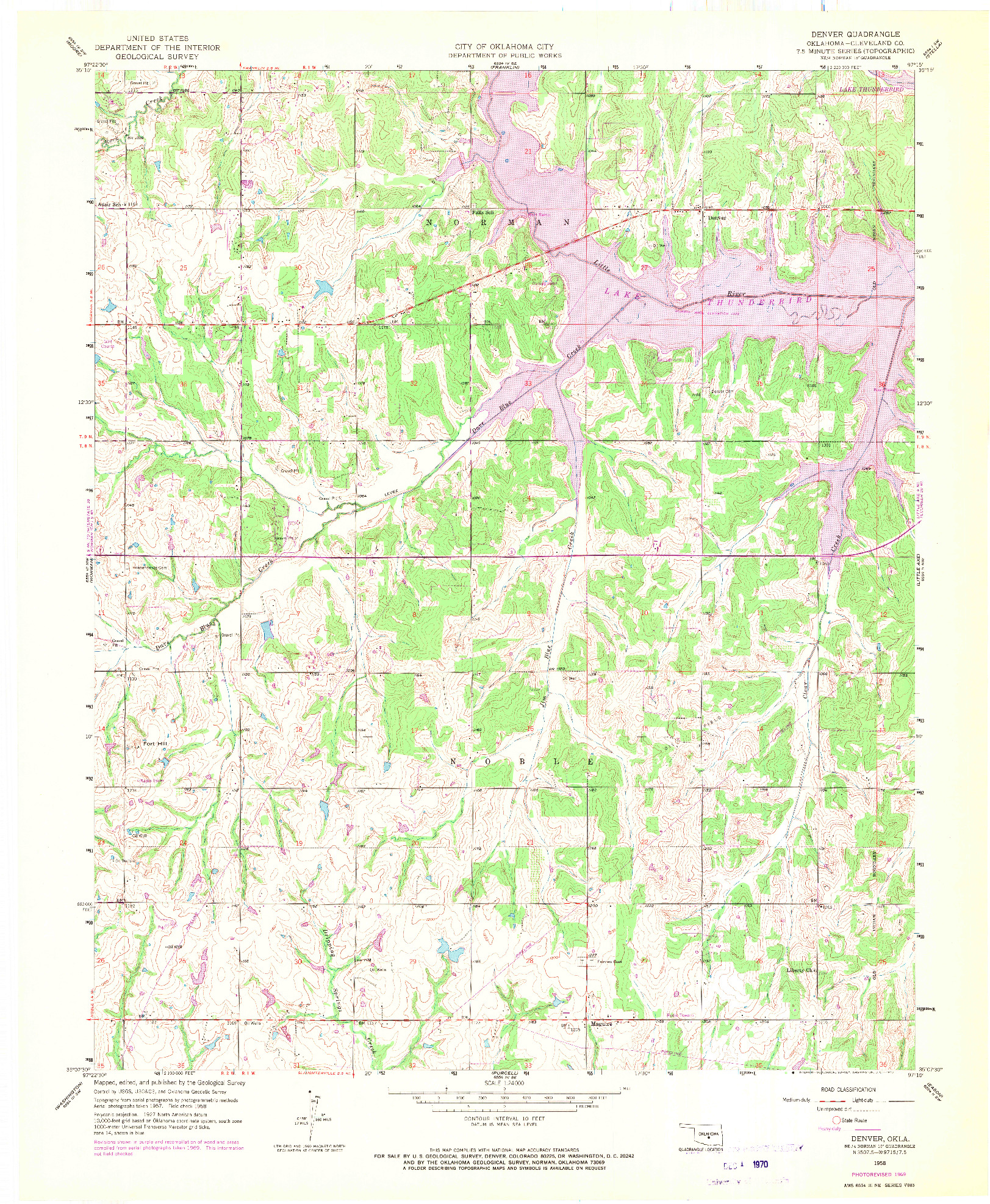 USGS 1:24000-SCALE QUADRANGLE FOR DENVER, OK 1958